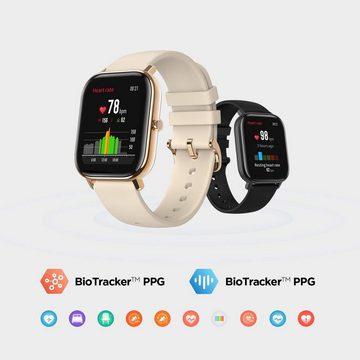 Amazfit Smartwatch (1,65 Zoll, Android iOS), Fitness Sportuhr 5 ATM wasserdicht mit GPS Schlafmonitor, 12 Sportmodi