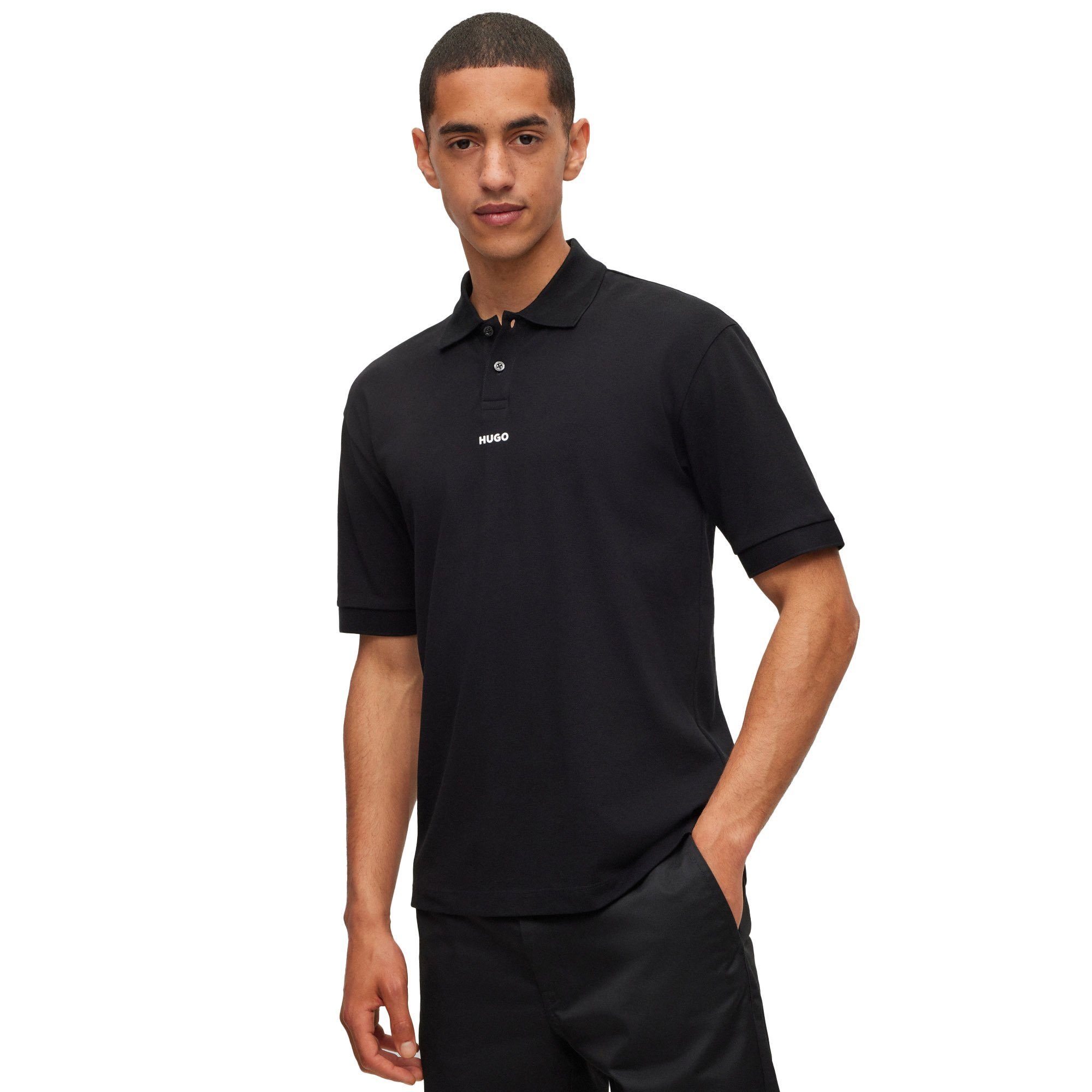 HUGO Poloshirt Herren Schwarz Dangula, 1/2-Arm Poloshirt Pique, 