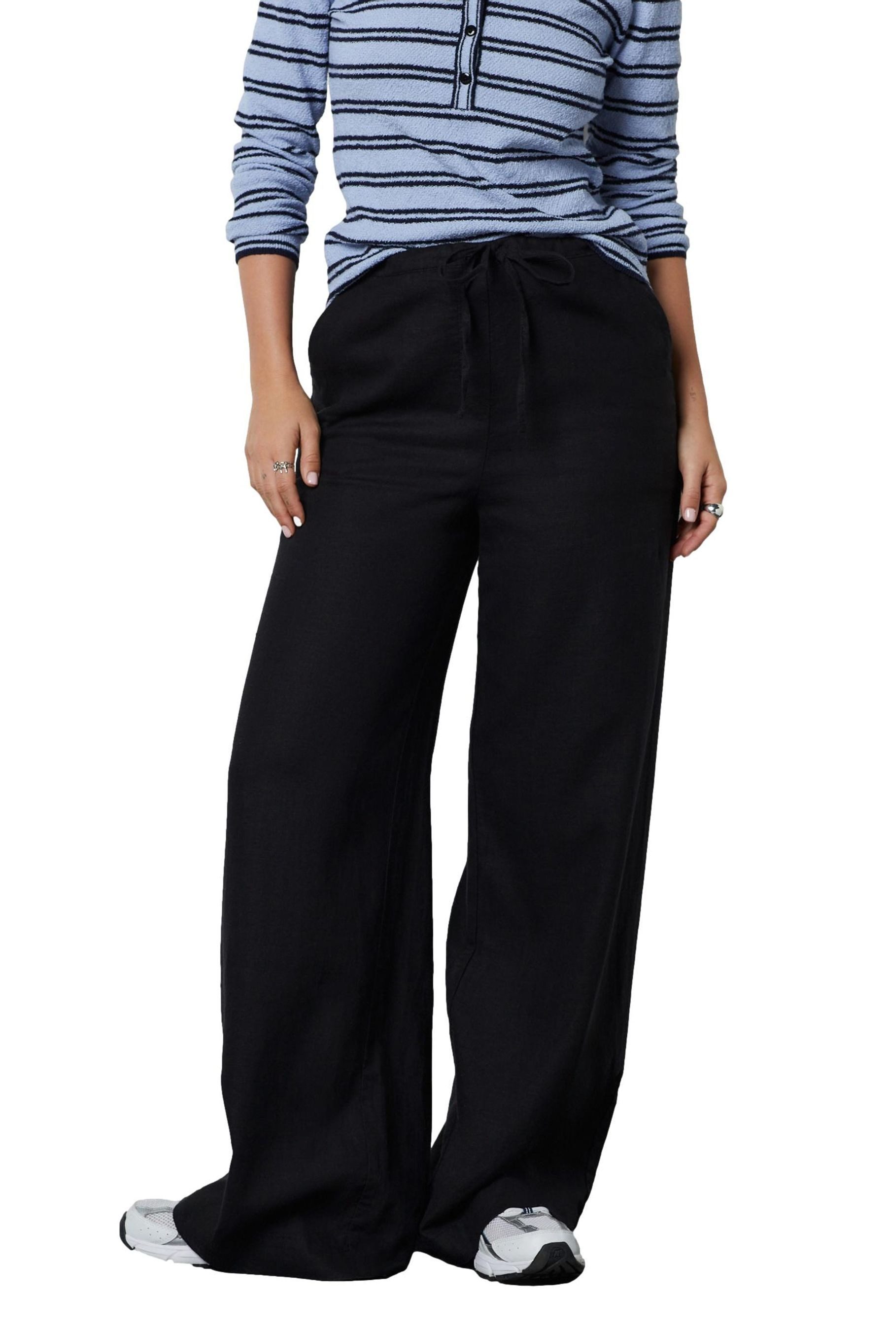 Next Palazzohose Hose mit weitem Bein aus Leinenmischung, Kurzgröße (1-tlg)