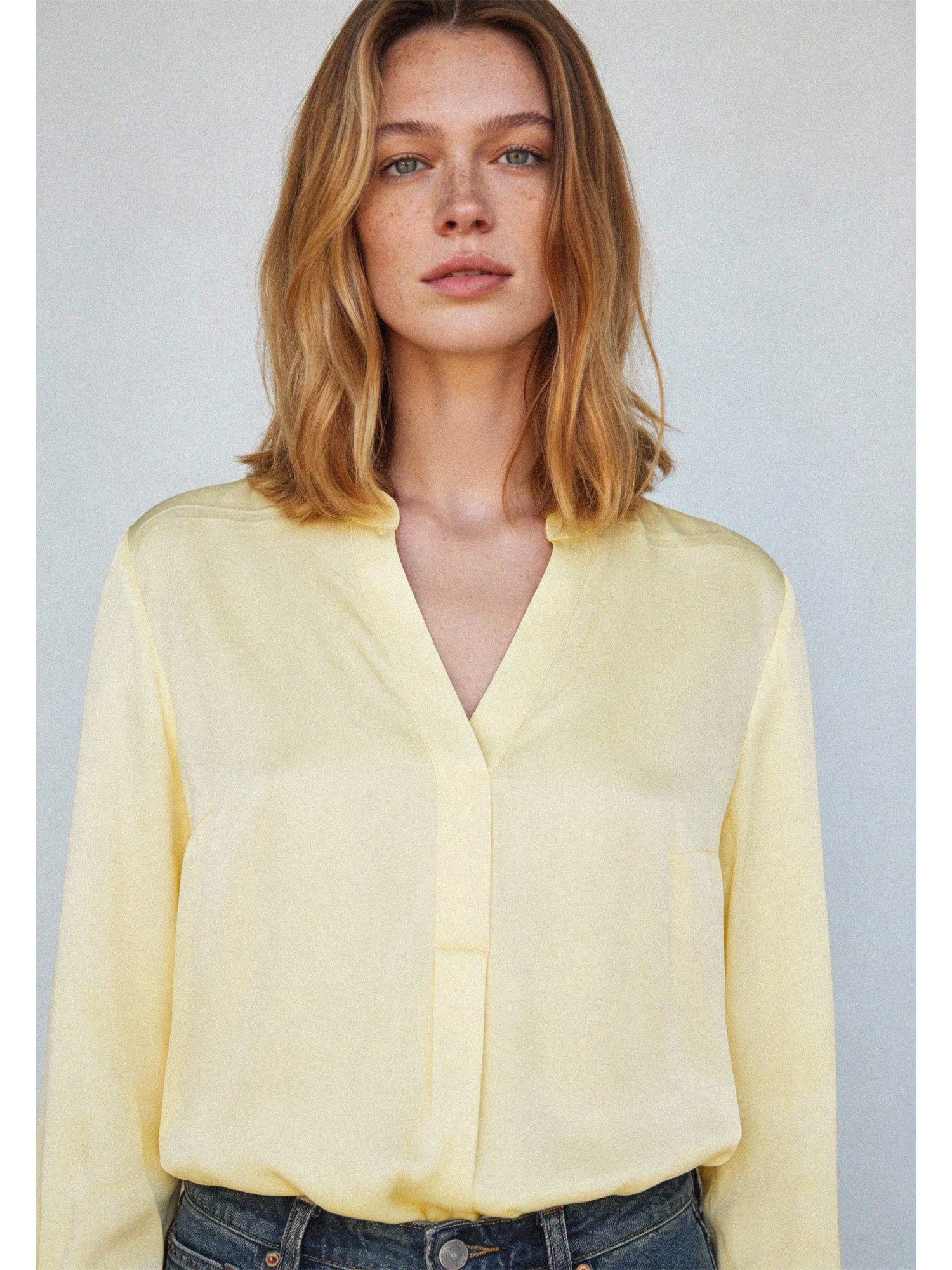 MORE&MORE Langarmbluse edle, glänzende Langarmbluse, Satin günstig online kaufen