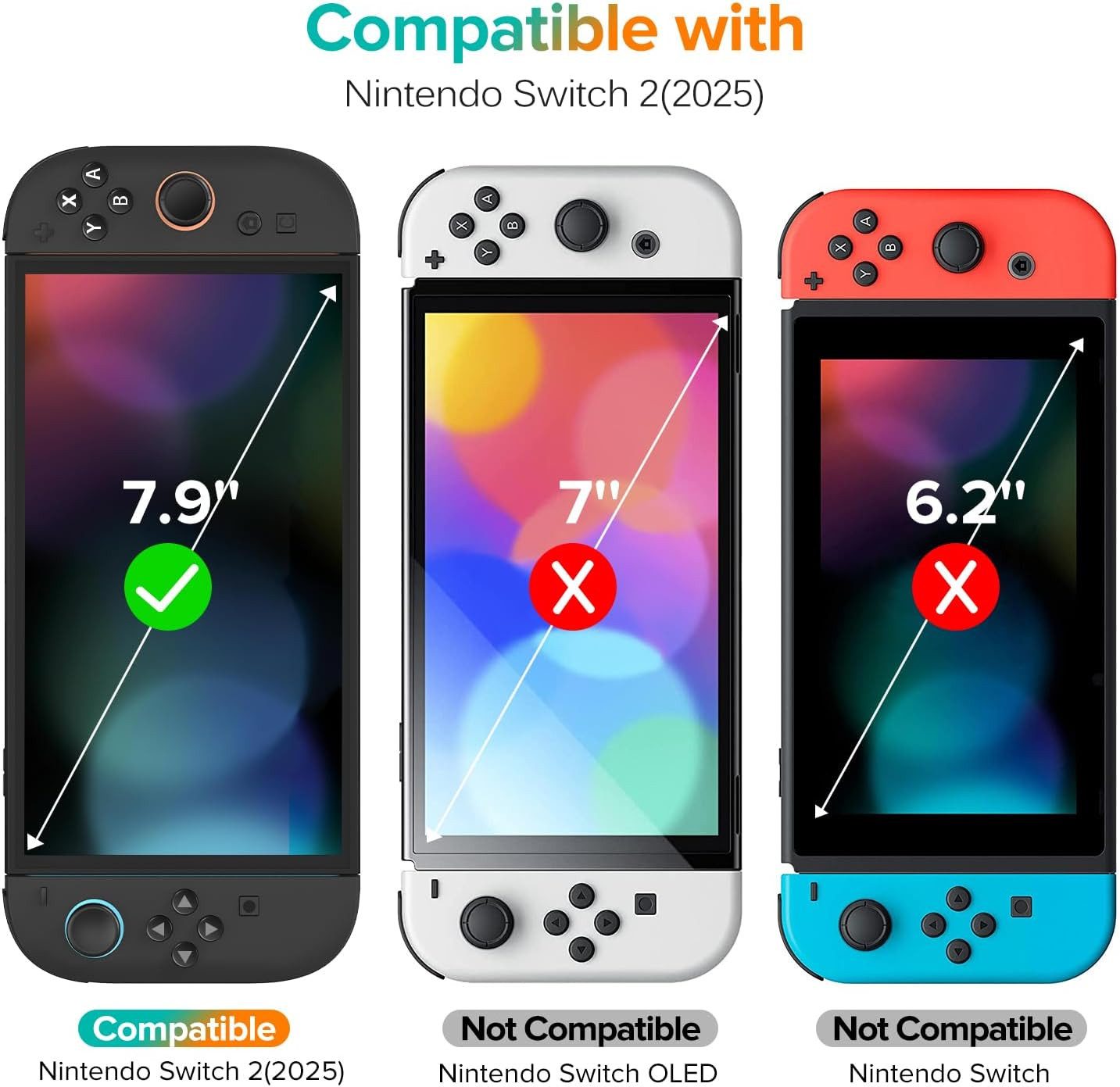 MSM Displayschutzglas 2X Schutzglas für Nintendo Switch 2 Panzerfolie Display Schutz 9H – Bild 5 von 5