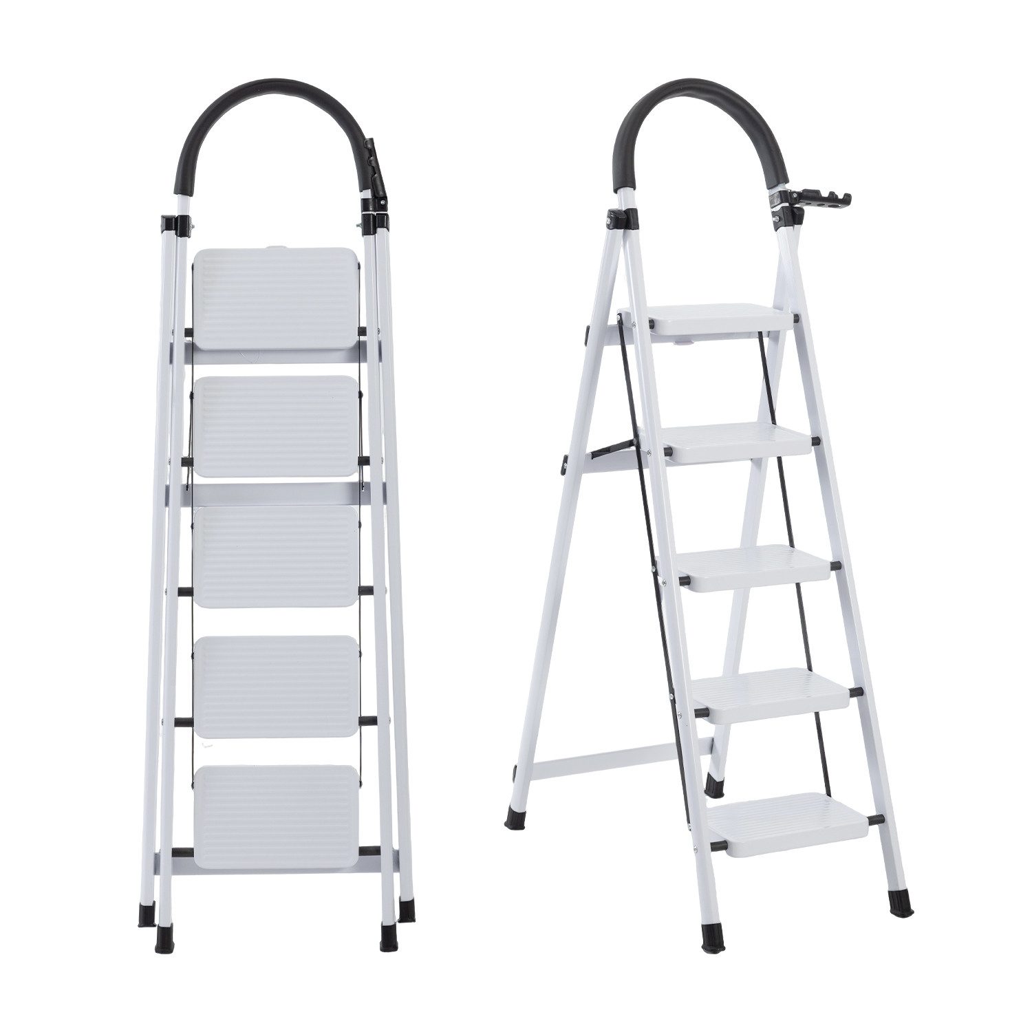 FOXSPORT Stehleiter ARK10, Trittleiter, Haushaltsleiter 3-5 Stufen, Klappleiter, Multifunktionsleiter, Arbeitsleiter klappbar, bis 150 kg, stabil