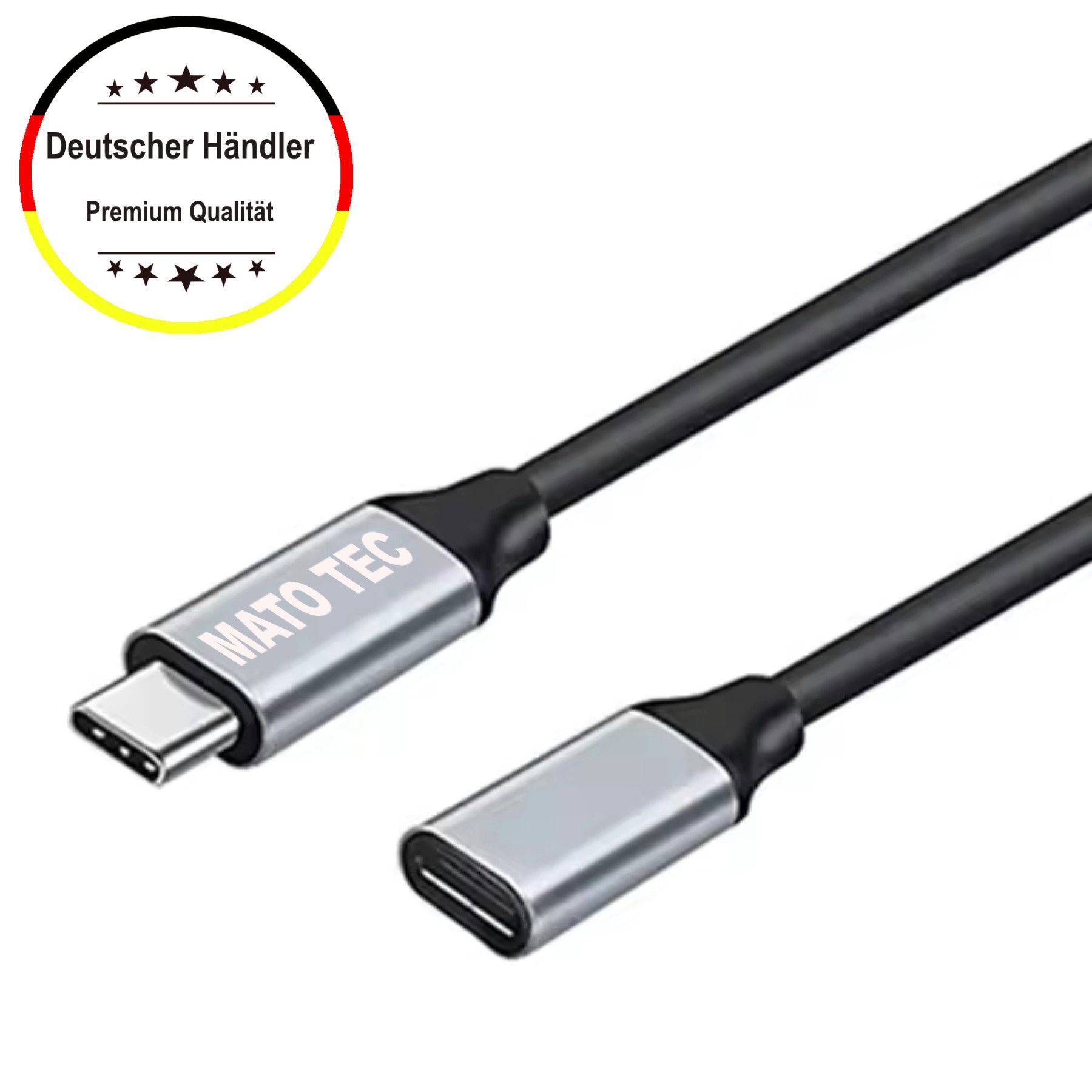 Alpha Electronics Verlängerungskabel USB Typ C 3.1 100W 1,2,3 Meter Smartphone-Kabel, Typ C (Eurostecker), Typ C (Eurostecker) (200 cm), Highspeed Datenübertragung, Schnellladekabel