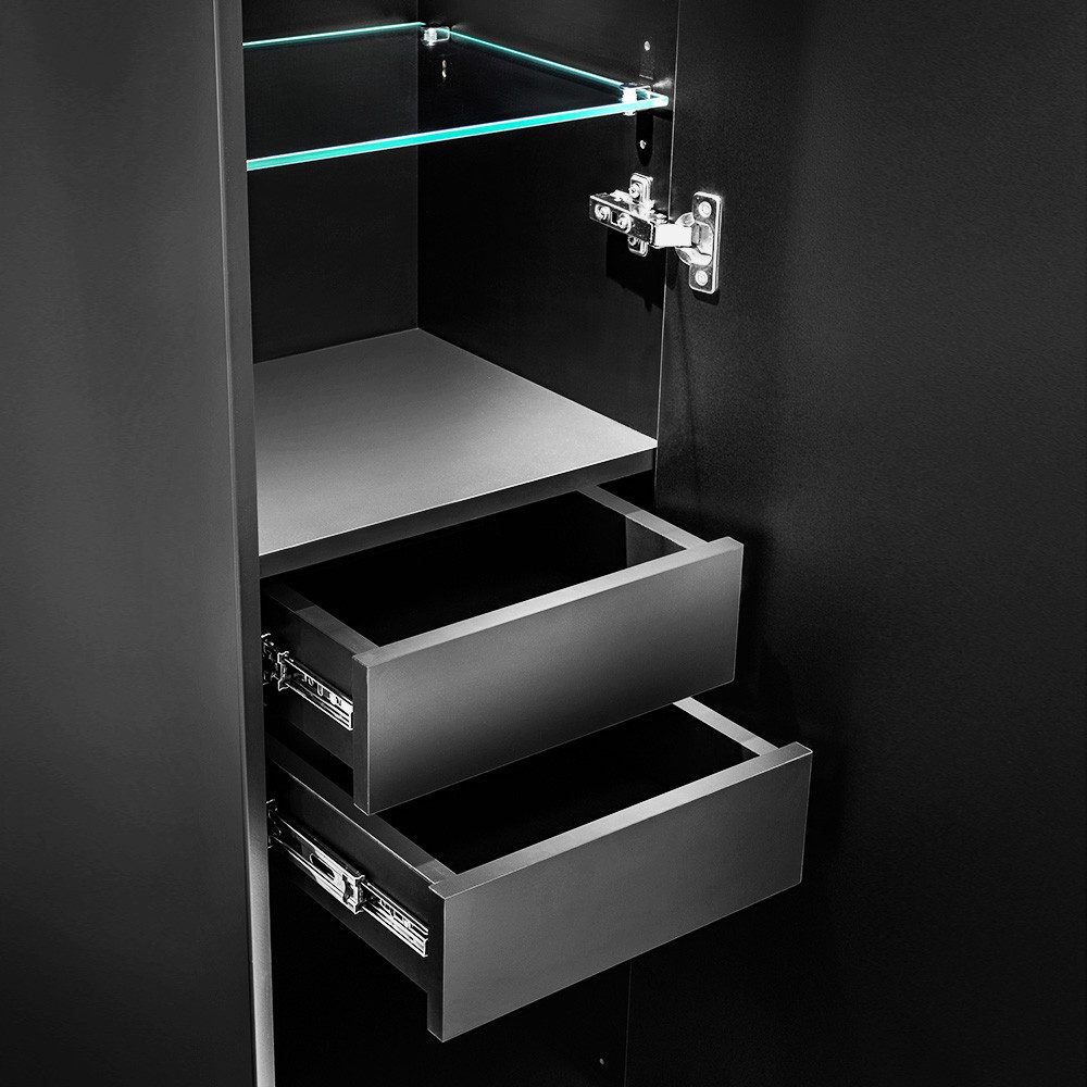 Lomadox Hochschrank PUEBLA-56-BLACK mit innenliegenden Schubladen in matt s günstig online kaufen