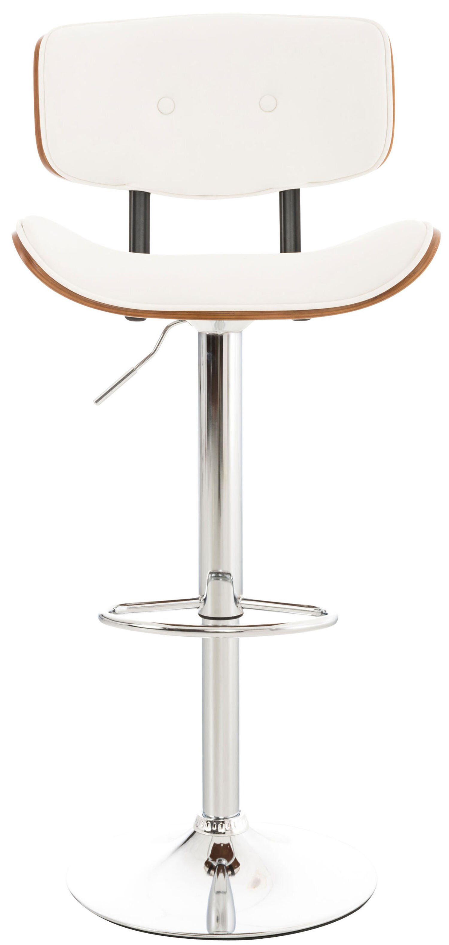 TPFLiving Barhocker Sarnico bequemer - Gestell für & 360° angenehmer (Barstuhl Weiß drehbar), Metall Hocker Küche Sitzfläche und mit - chrom Fußstütze Sitzfläche: Theke Kunstleder Rückenlehne