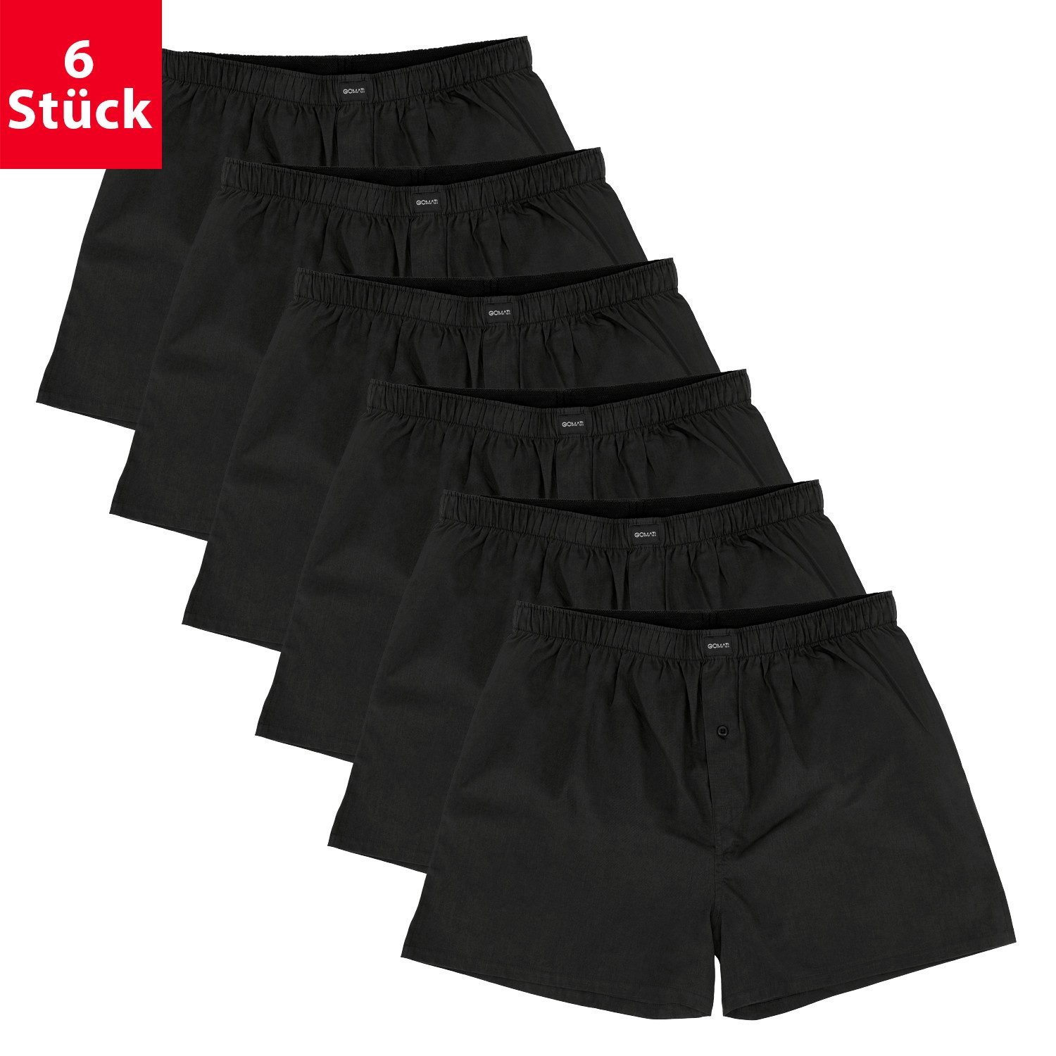 Gomati Boxershorts 6er Pack Herren Boxershorts Baumwoll Webboxershorts günstig online kaufen
