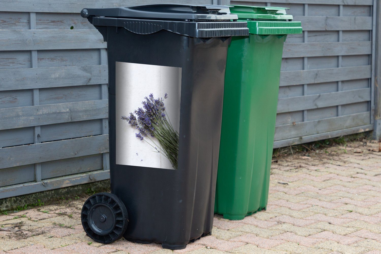 Mülltonne, Container, (1 Wandsticker Abfalbehälter Geernteter MuchoWow Sticker, Marmor Lavendel medizinischer Mülleimer-aufkleber, St), auf