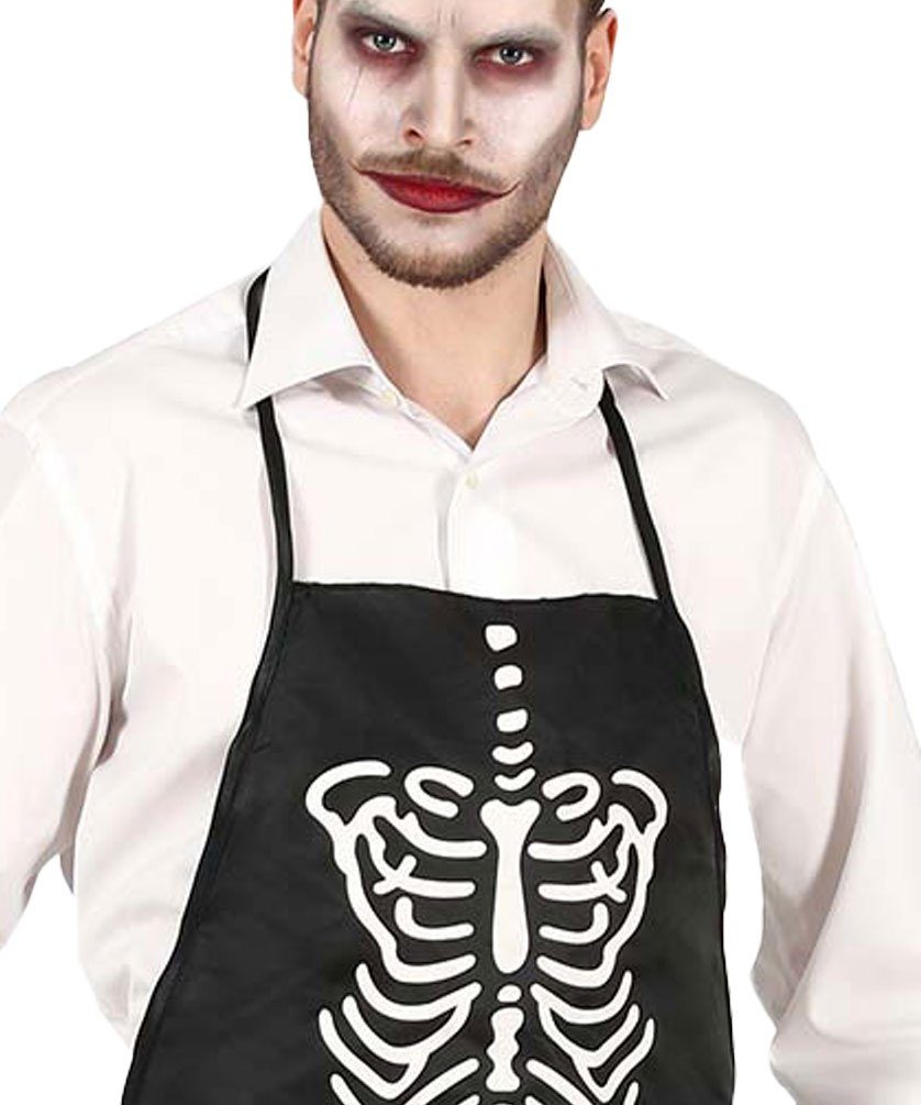 Karneval-Klamotten Kostüm Skelett Herren Halloween-Schürze mit Skelett-Druck, Horror Halloweenkostüm Herren Karneval