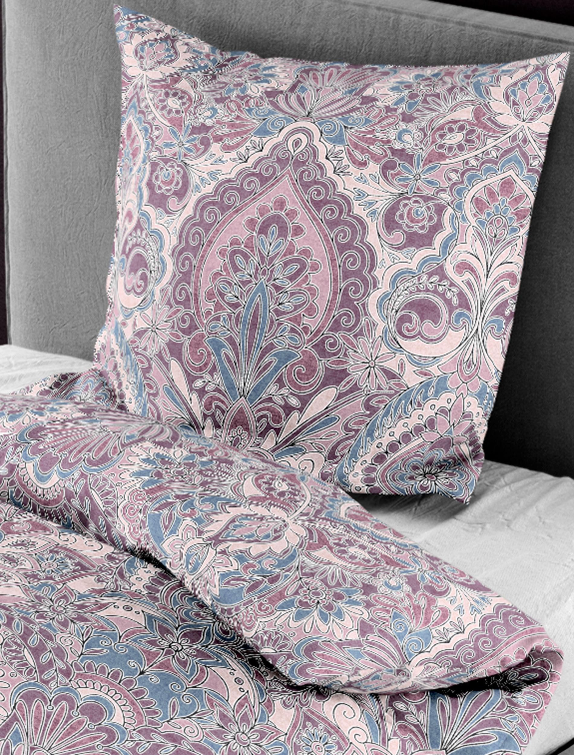 BIERBAUM Bettwäsche BIERBAUM Bettwäsche Biber viola 135x200cm, mit 1 Kissen Bettbezug
