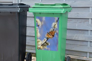 MuchoWow Wandsticker Schmetterling - Orange - Pflanze (1 St), Mülleimer-aufkleber, Mülltonne, Sticker, Container, Abfalbehälter