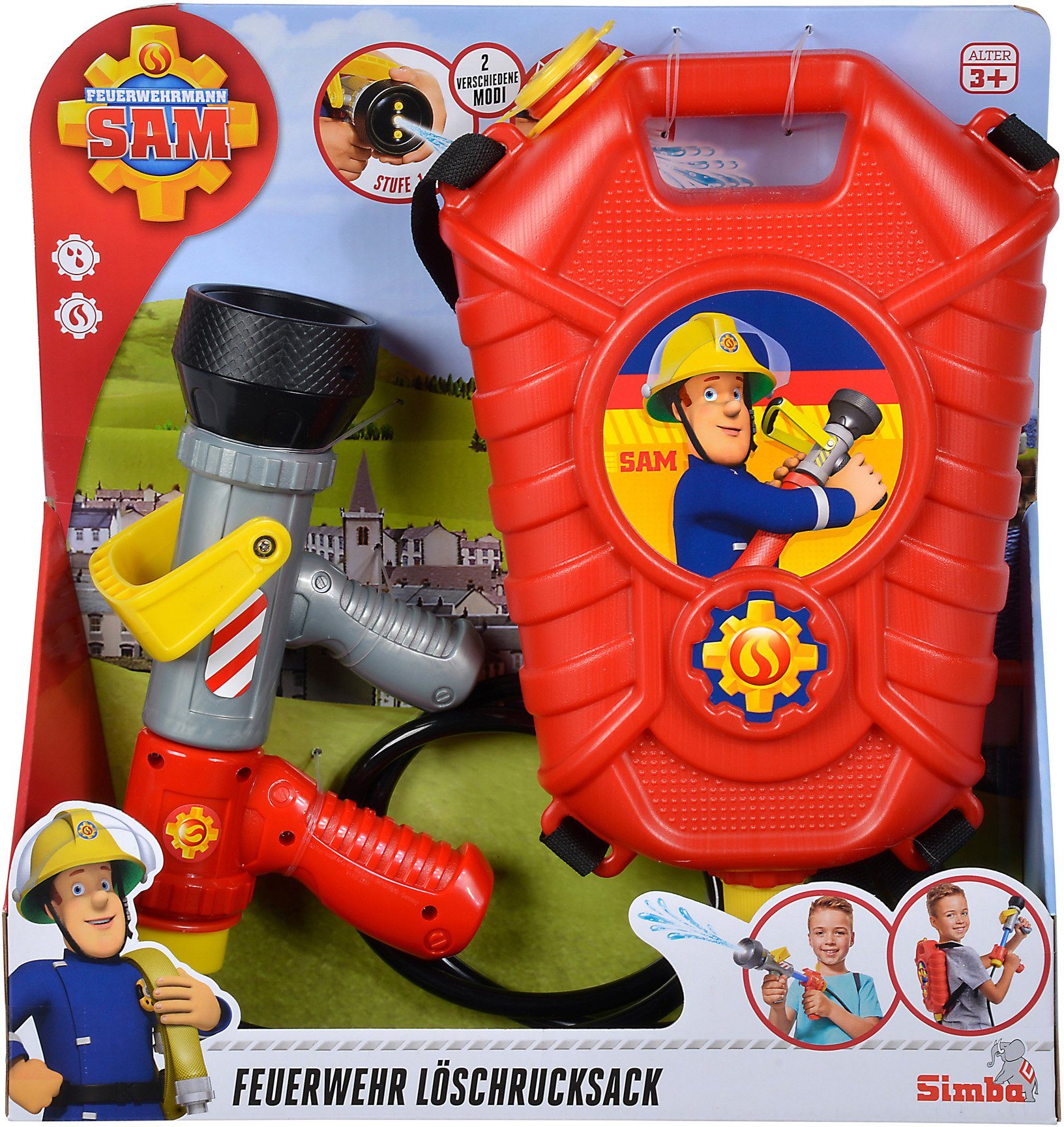 Sam, SIMBA Feuerwehrmann Wasserpistole Tankrucksack