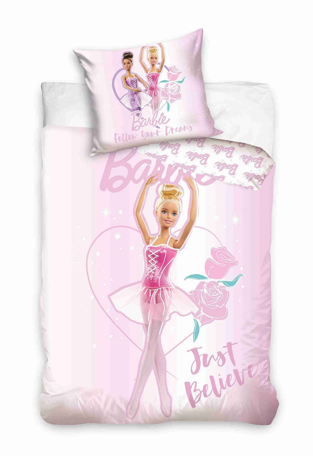 Bettwäsche Barbie Bettwäsche - weiche Baumwolle 160x200 cm Kissen und Decke, Tinisu, Baumwolle