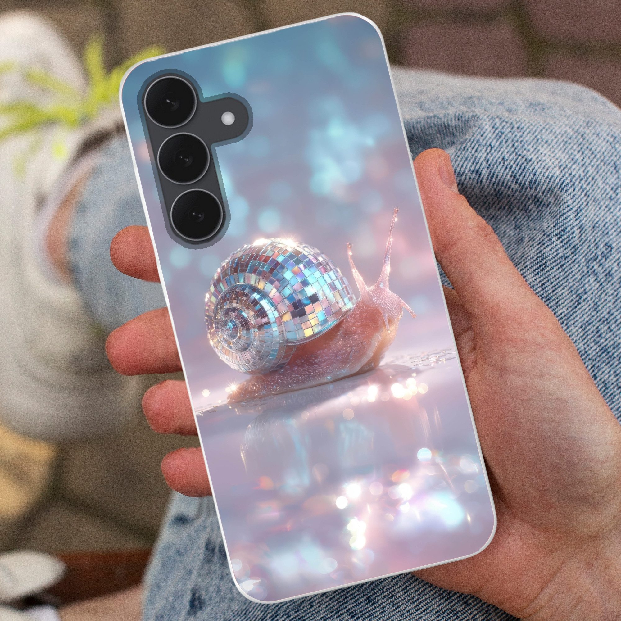 MuchoWow Handyhülle für Samsung Galaxy S25 FE Schnecke - Disco - Mosaik - Blau, Smartphone-Bumper, Print, Handy Schutzhülle Dünn