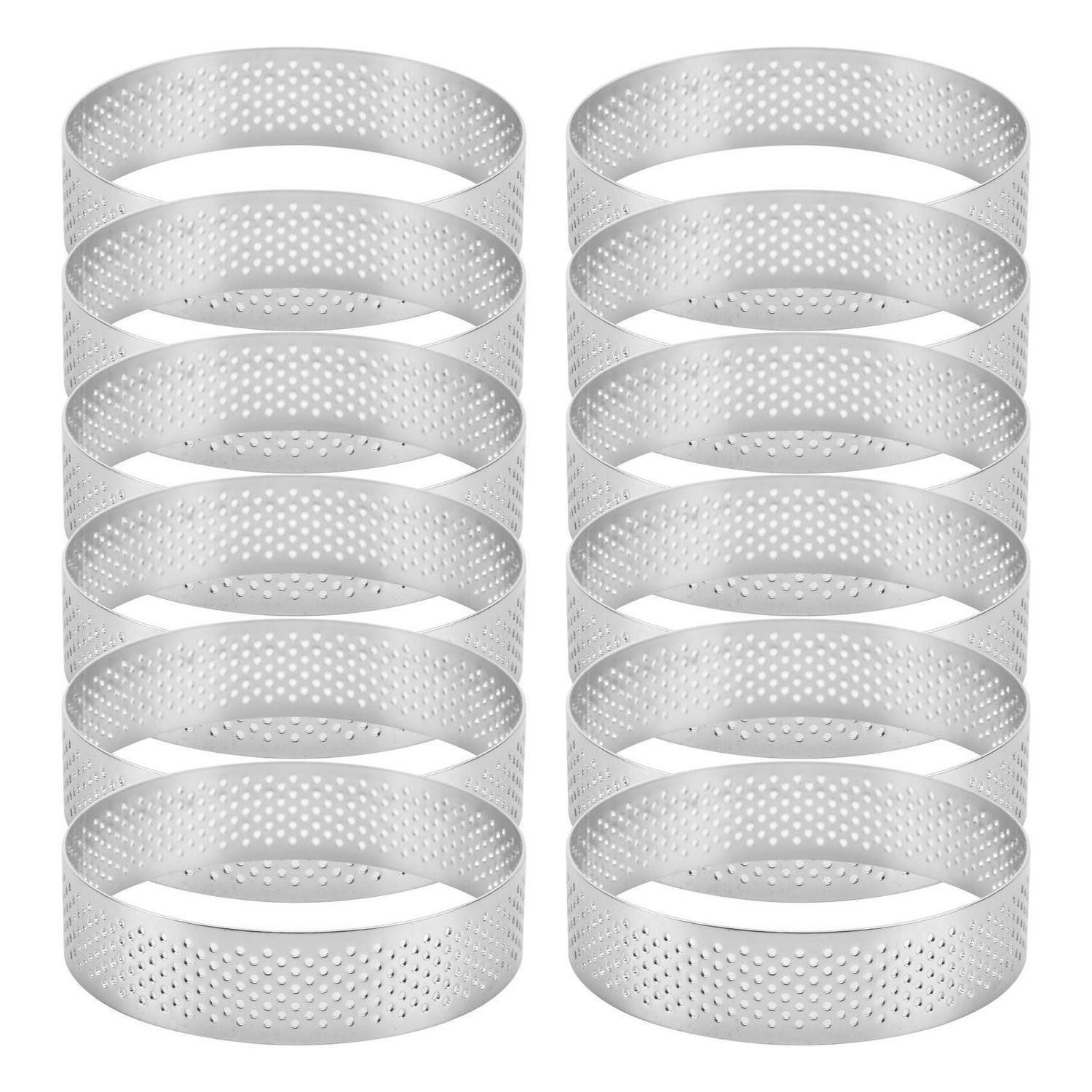 LuxusKollektion Tortenring Tortenringe Edelstahl 12er-Pack 6cm perforiert, Metall, (12 tlg)