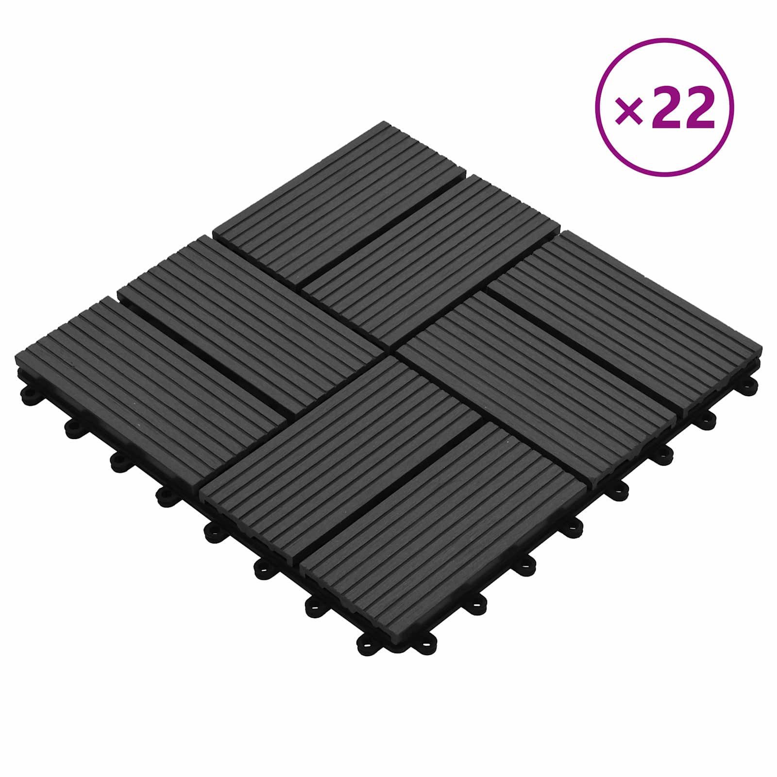 vidaXL Terrassendielen 30 x 30 cm Terrassenfliese Terrassenbelag Terrassendiele 22 Stück Schw, BxL: je 0x0 cm