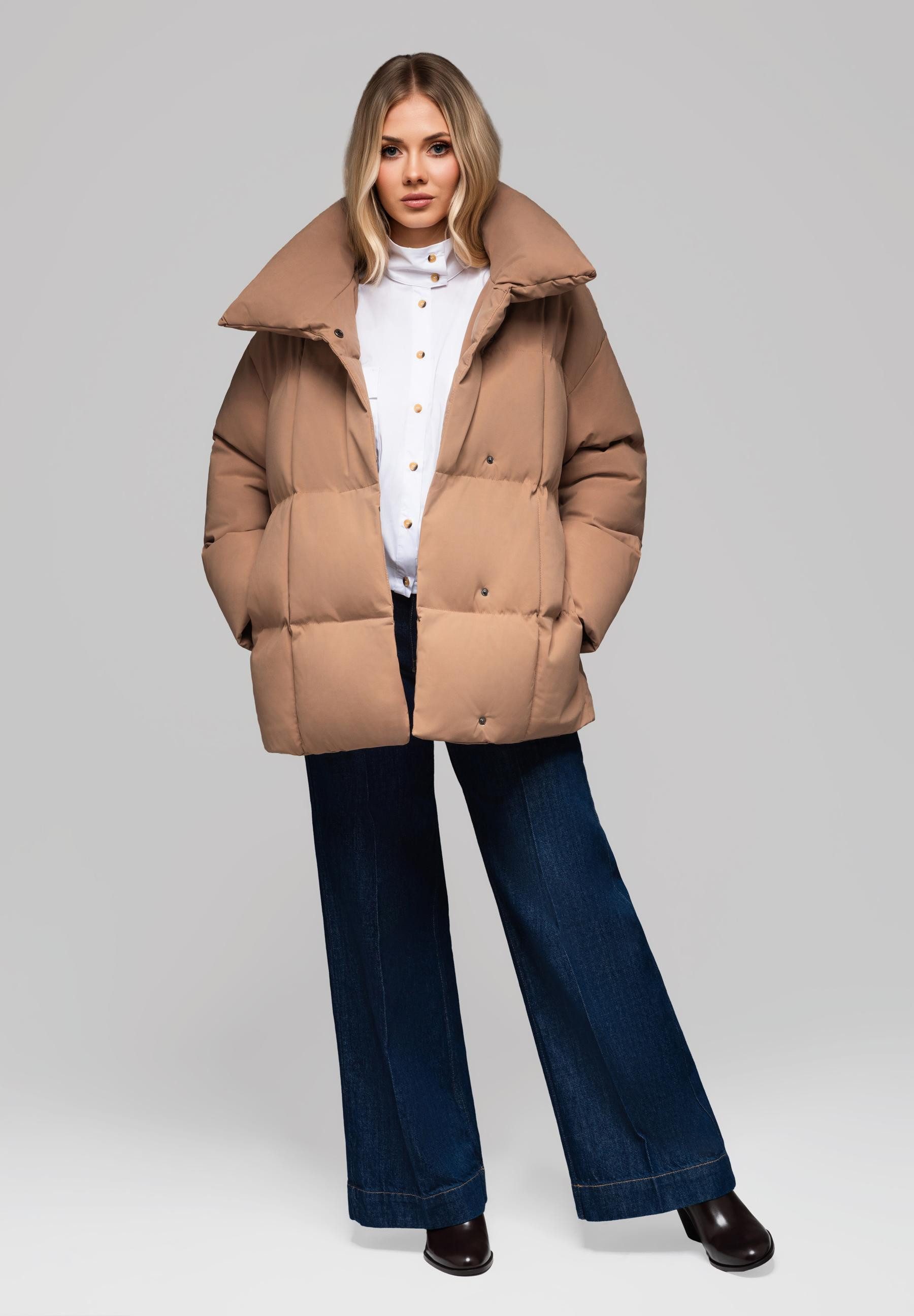 OMBRE Winterjacke Taillierte Steppjacke mit Bindegürtel