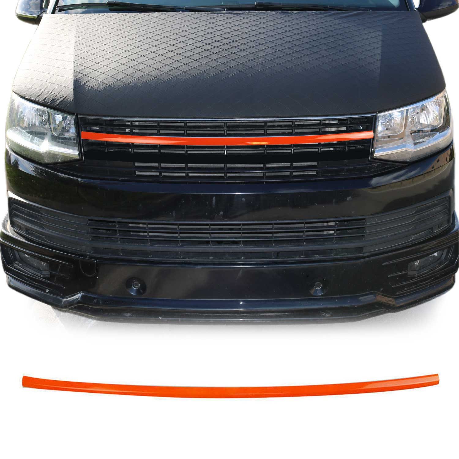 OMAC Zierleisten-Aufkleber Kühlergrill für VW T6 Transporter 2015-19 Edelstahl Orange, (1tlg), Langlebig,Einfache Reinigung,Einfache Installation,Rostbeständig