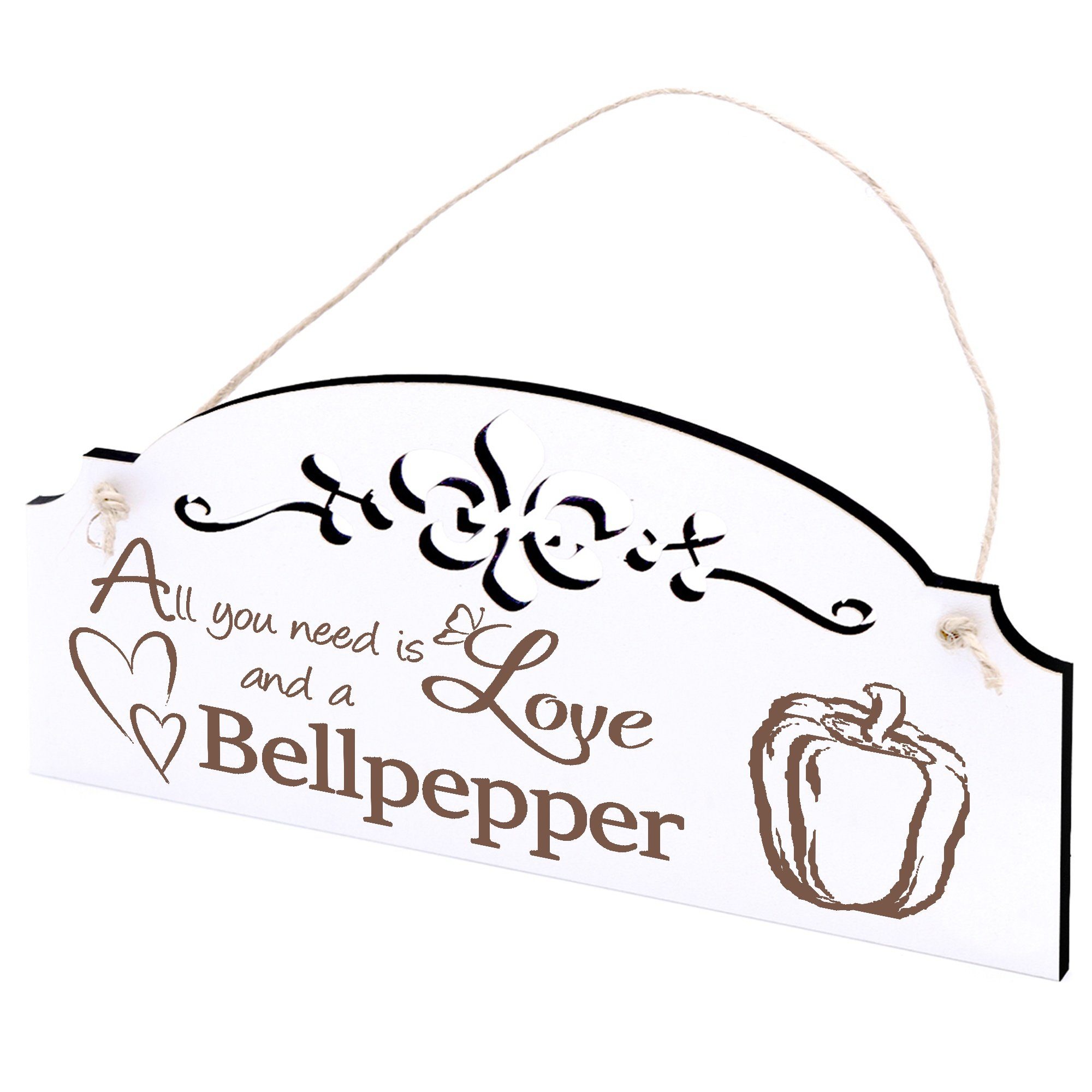 Dekolando Hängedekoration Bellpepper Paprika Deko 20x10cm All you need is Love