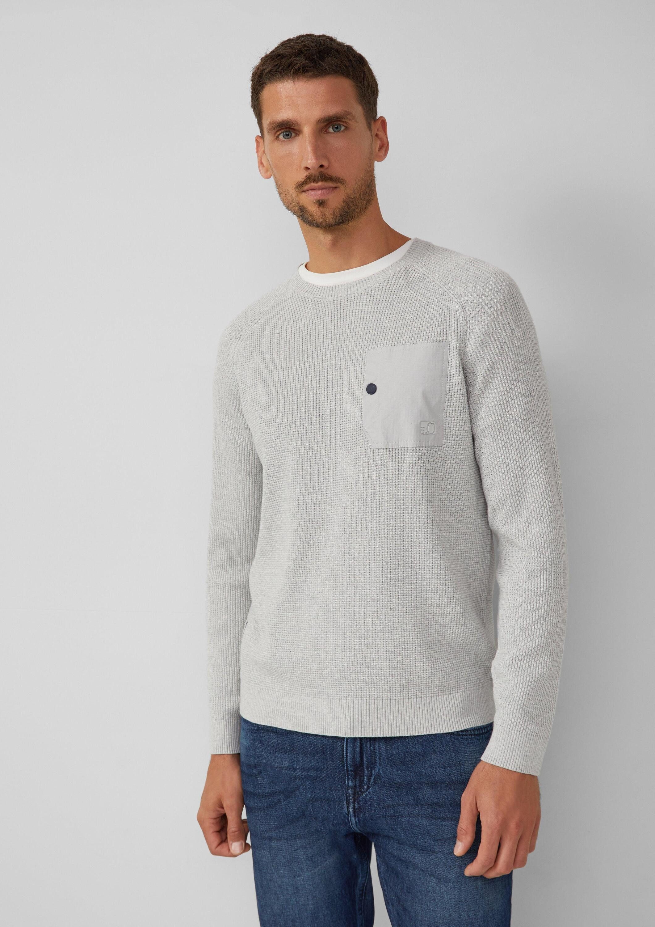 s.Oliver Longpullover Strickpullover Strickpullover mit Brusttasche und Dru günstig online kaufen