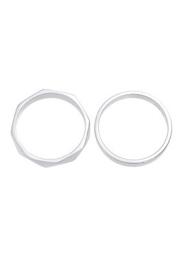 Elli Ring-Set Bandring Basic Hexagon Element (2 tlg) 925 Silber, Geo