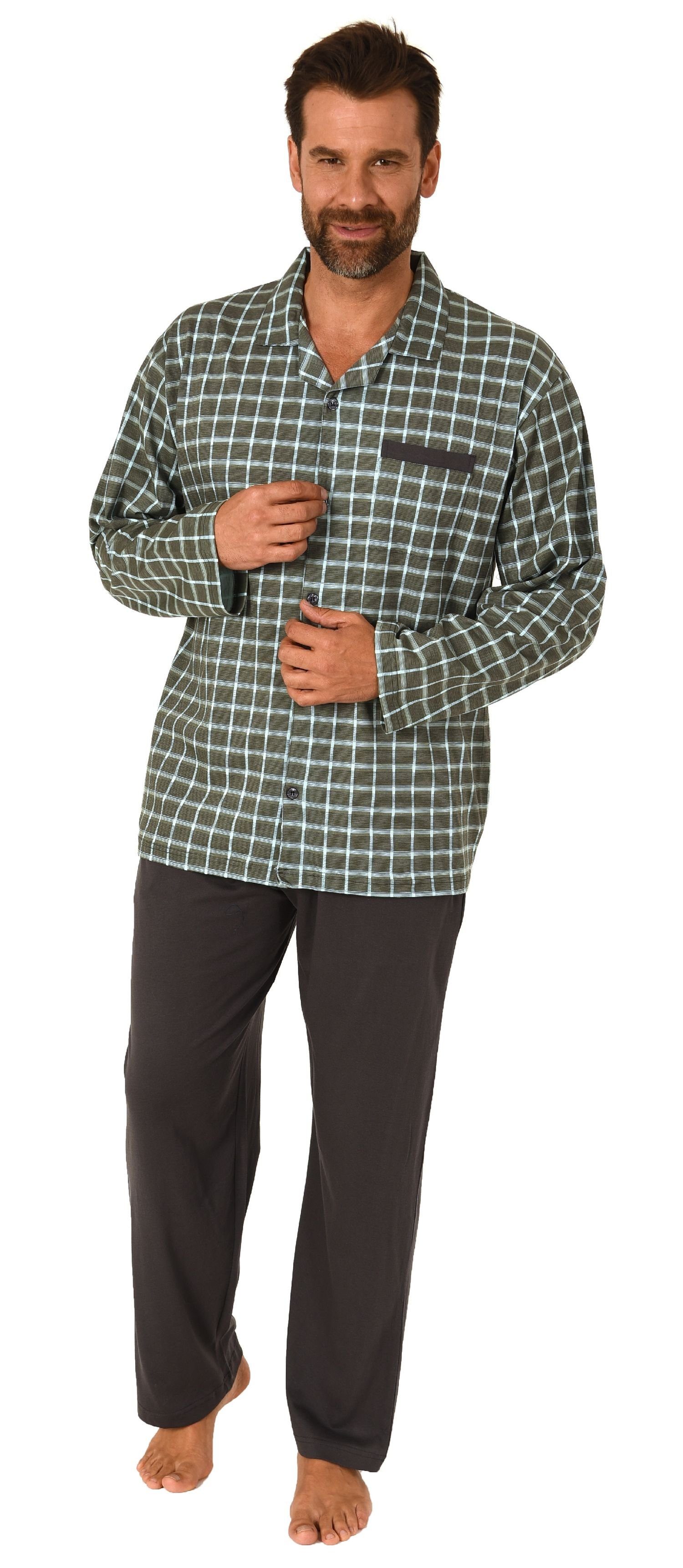 Normann Pyjama Herren Pyjama zum durchknöpfen günstig online kaufen