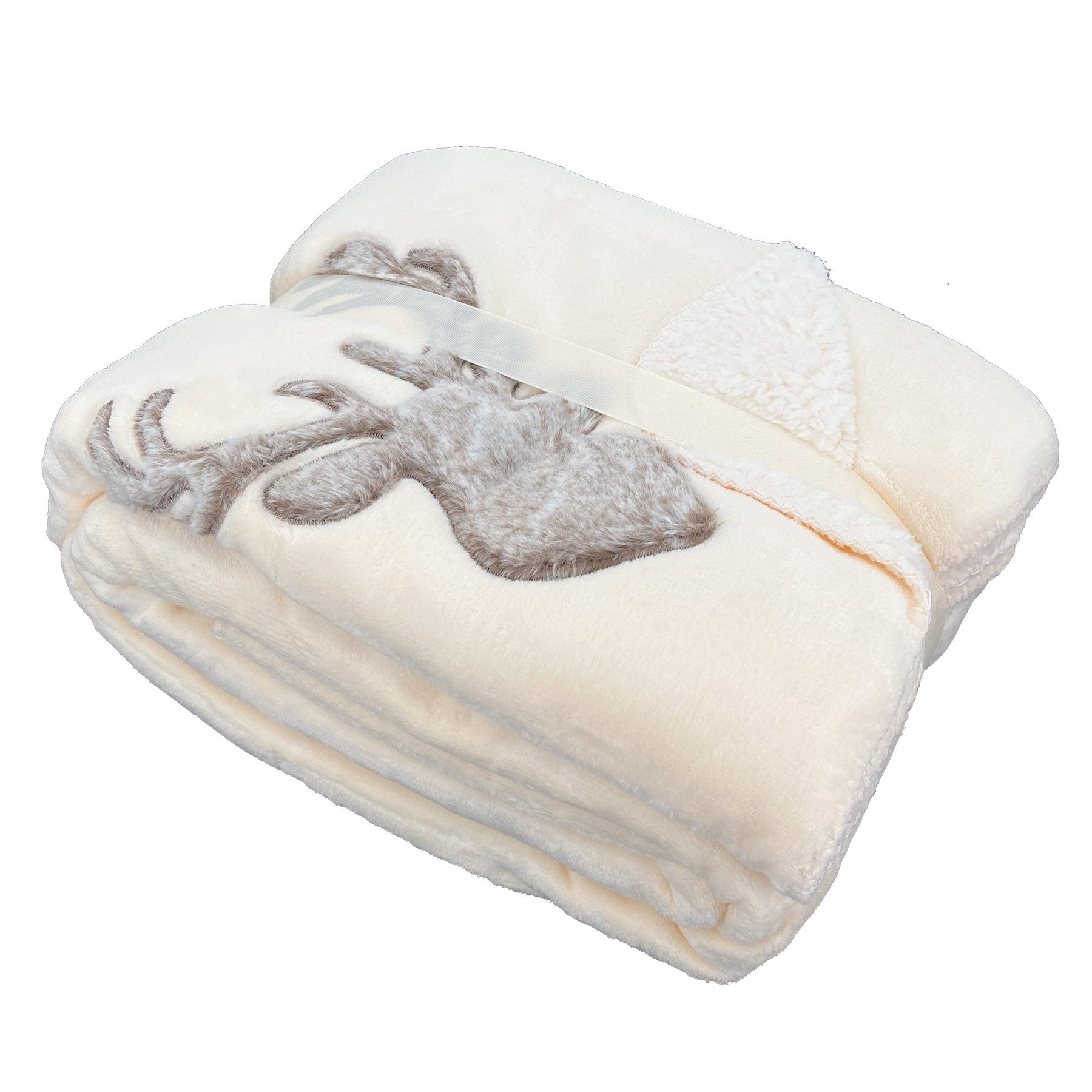 Wohndecke Kuscheldecke Hirsch Fell-Imitat Sofadecke Landhaus, heimtexland, 150x200 I kuschelig weich I warm I flauschig I Chalet Design – Bild 4 von 5