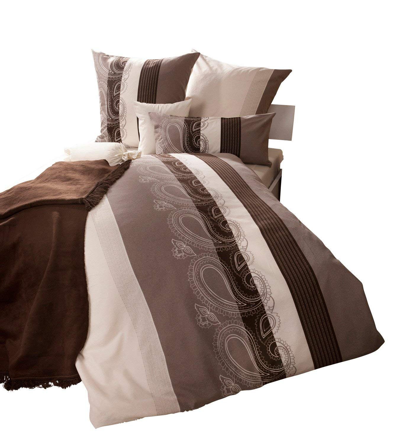 soma Bettwäsche Bettbezug 155x220 80x80 Barock gestreift Boho beige braun b günstig online kaufen