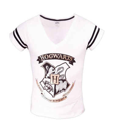 Harry Potter Damen T-Shirt Hogwarts Wappen 36-46 XS S M L XL Schwarz Kurzarm Neu 