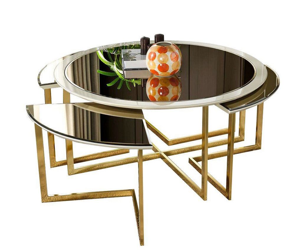 JVmoebel Couchtisch Runder Glastisch in Gold mit multifunktionalem Design (Couchtisch), Made in Europa
