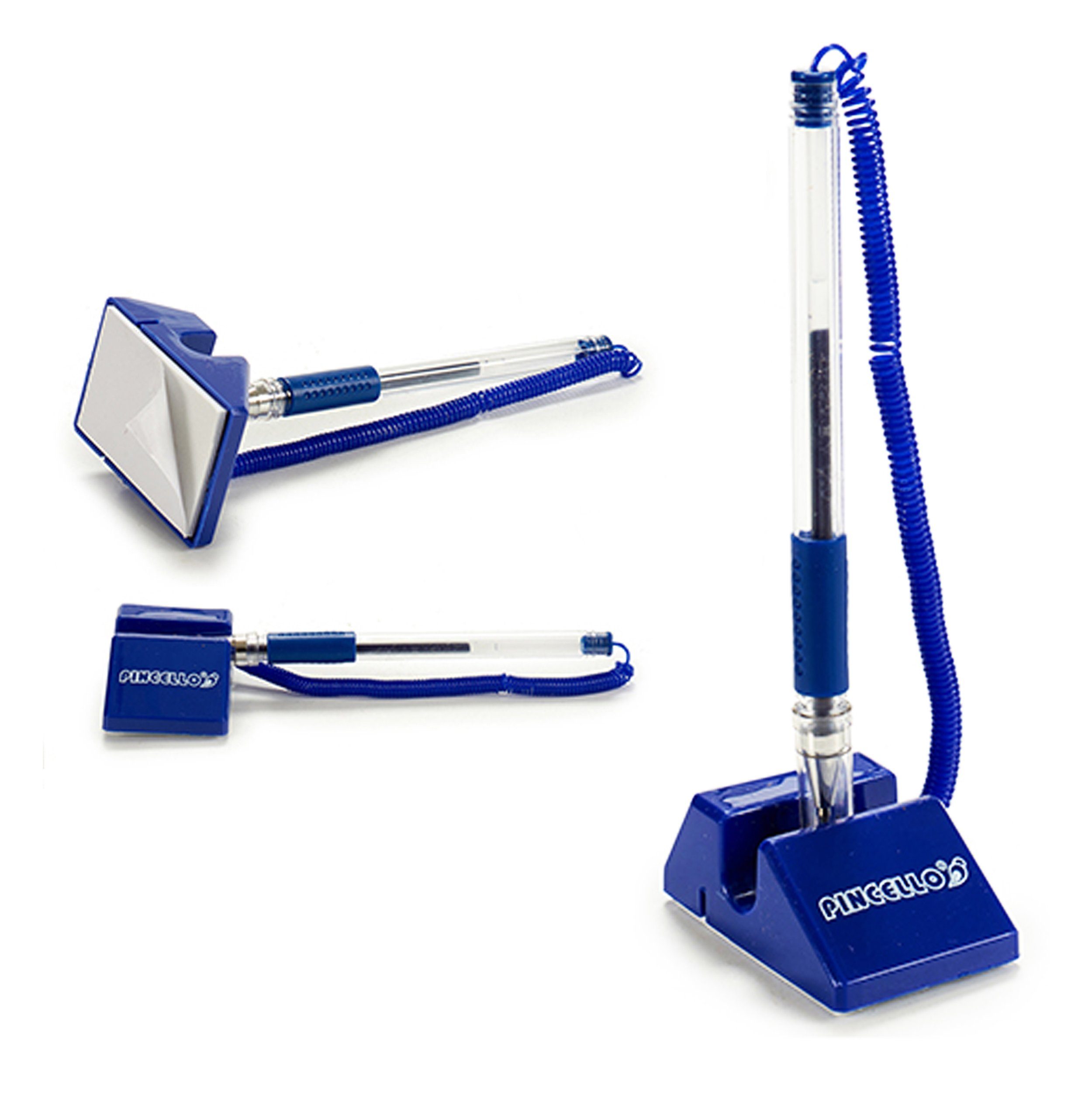 Pincello Kugelschreiber KUGELSCHREIBER mit Ständer Blau klebend 02 (Blau), Kugelschreiberständer Halter