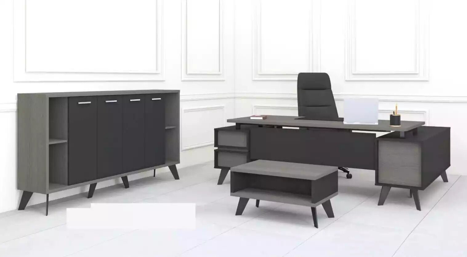 Büro Eckschreibtisch, Schrank), Europa Schreibtisch in Luxus (3-St., Arbeitszimmer Couchtisch, Möbel Couchtisch Aktenschrank JVmoebel Made Schreibtisch