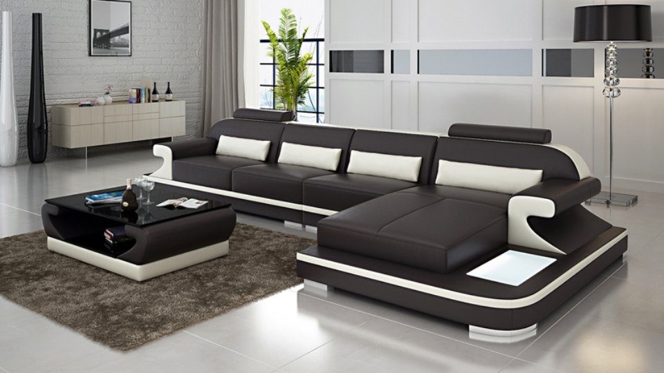 Eck Ecksofa, JVmoebel Ledersofa Ecksofa Couch Design Sofa Wohnlandschaft Modern