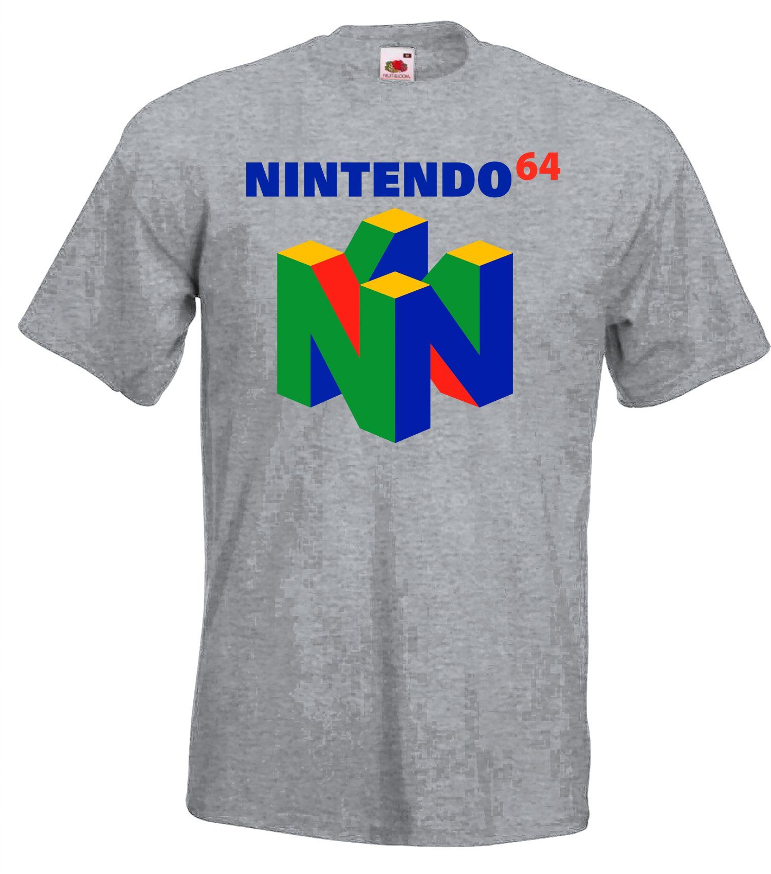 trendigem mit N64 T-Shirt Shirt Frontprint Herren Designz Youth Grau