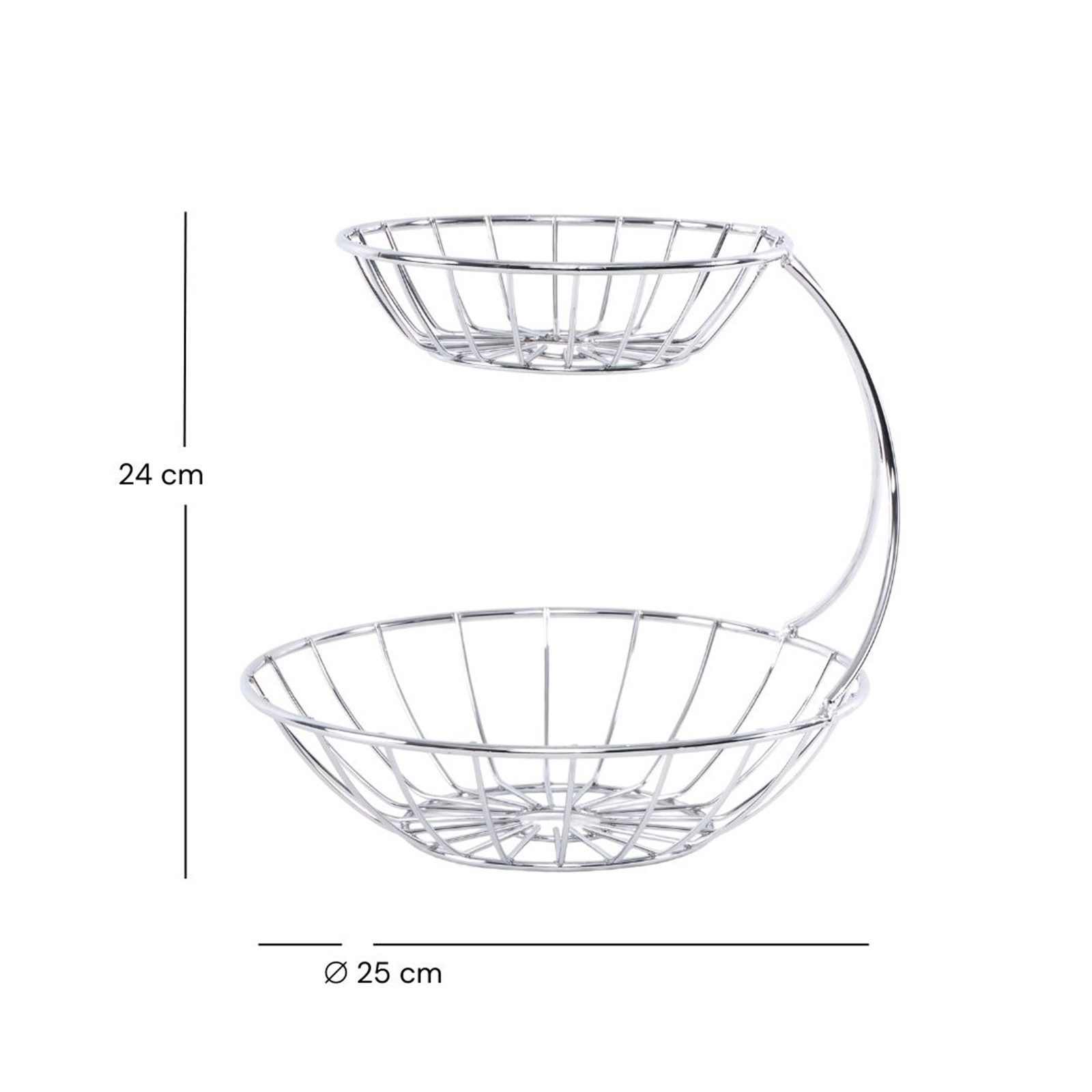 DESIGN DELIGHTS Obstschale DOPPEL OBSTKORB "STAGE", Eisen verchromt, Etagere, Metall