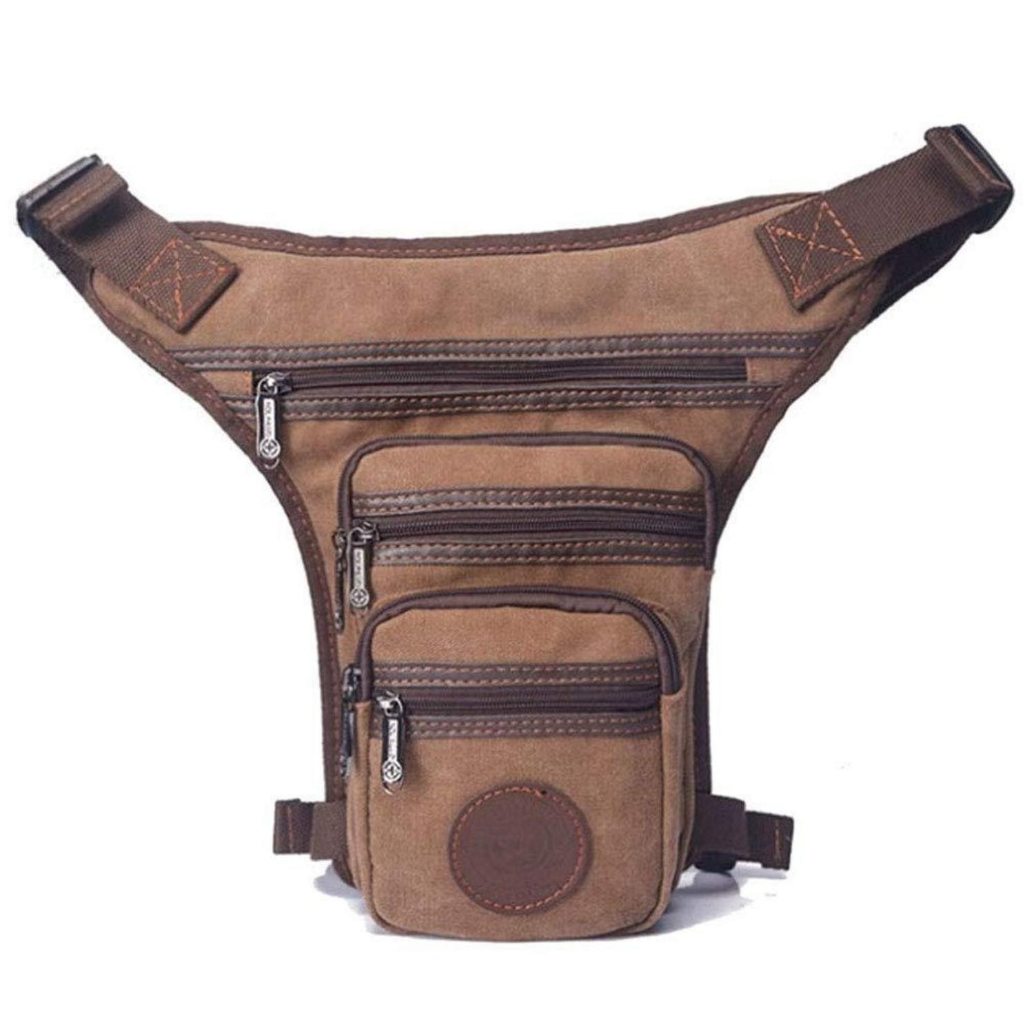 LuxusKollektion Beintasche Beintasche Motorrad Canvas Reitertasche Hüfttasche #10khaki