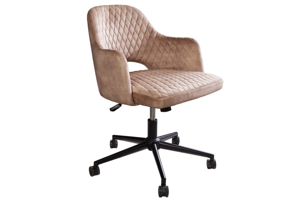 riess-ambiente Bürostuhl PARIS greige / schwarz (Einzelartikel, 1 St), Arbeitszimmer · Samt · Armlehnen · höhenverstellbar · drehbar · Retro