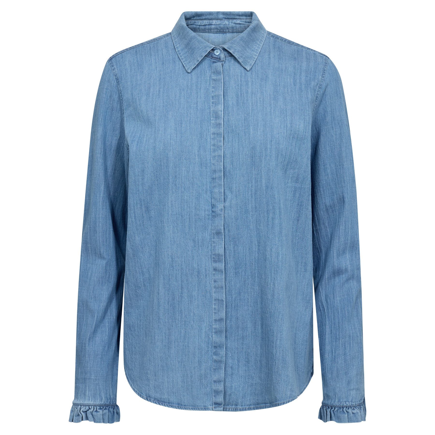 Mos Mosh Langarmbluse MOS MOSH Bluse MATTIE FLIP mit Baumwolle - Mid Blue