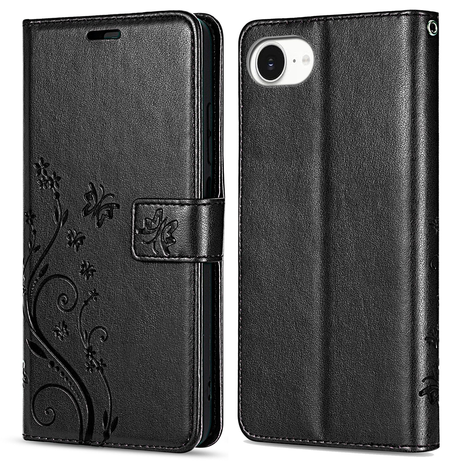 betterfon Handyhülle für iPhone 17E / 16E - Klapphülle mit 3 Kartenfächern Blumen, Bookstyle-Hülle: Magnetverschluss 3 Kartenfächer & Standfunktion – Bild 5 von 5