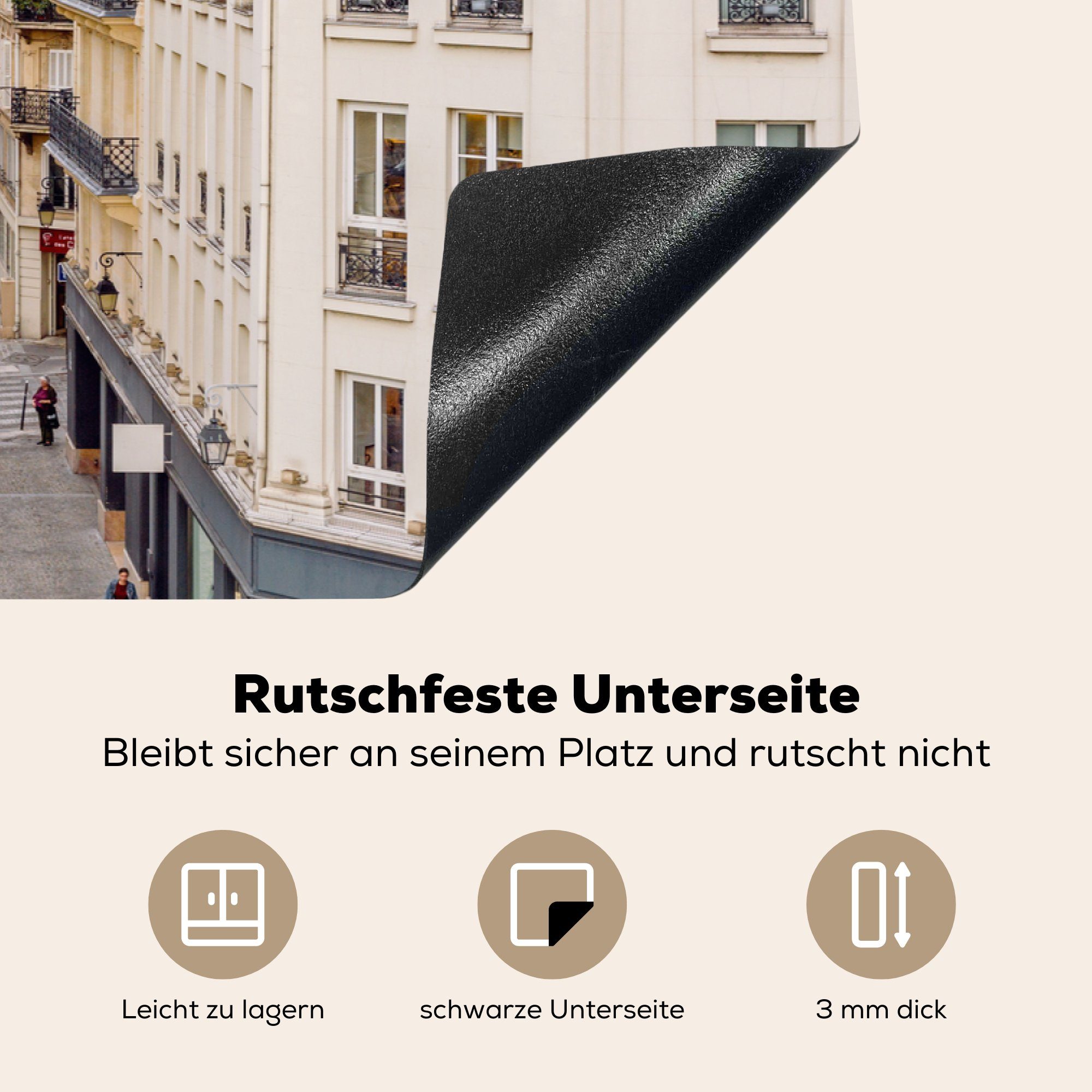 Herdblende-/Abdeckplatte die Induktionskochfeld cm, (1 - Schutz 81x52 küche, Architektur, für tlg), Wohnung Paris MuchoWow Ceranfeldabdeckung Vinyl, -