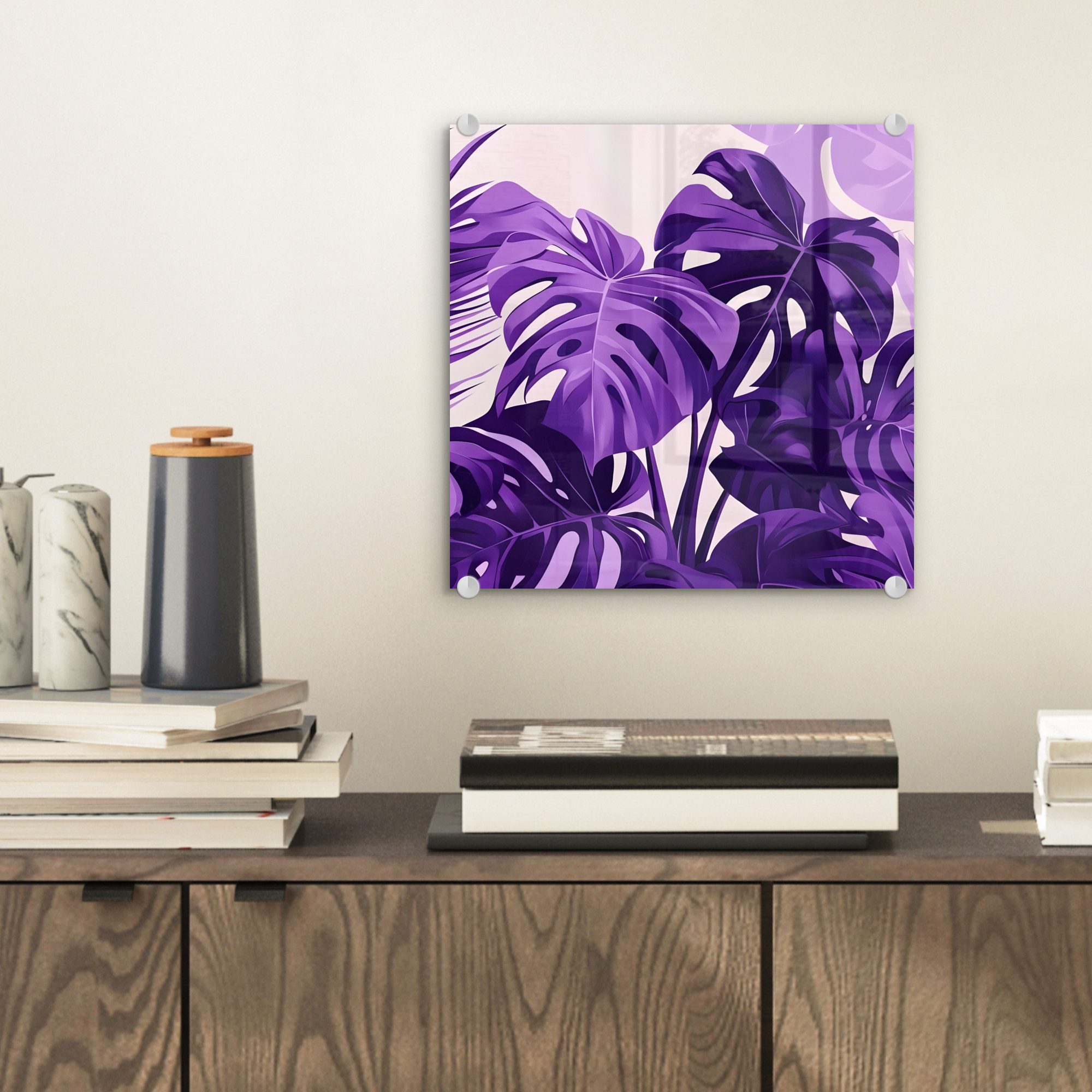 MuchoWow Acrylglasbild Blätter - Lila - günstig online kaufen