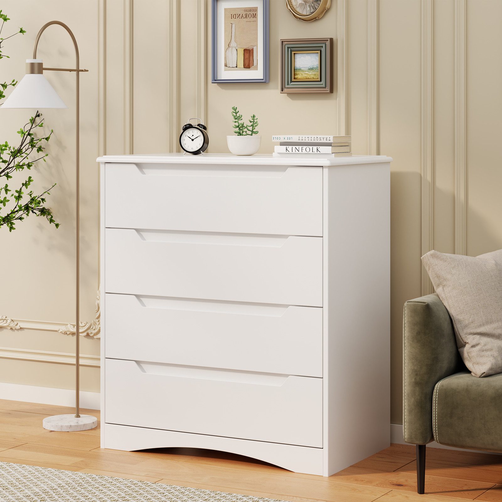 Bealife Kommode weiß, Kommode mit Schubladen, Schrank mit Schubladen, für Wohnzimmer