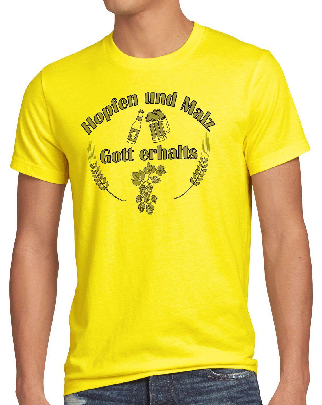 style3 Print-Shirt Herren T-Shirt Hopfen und Malz Gott erhalts Fun Funshirt Bier Spruchshirt Spruch gelb
