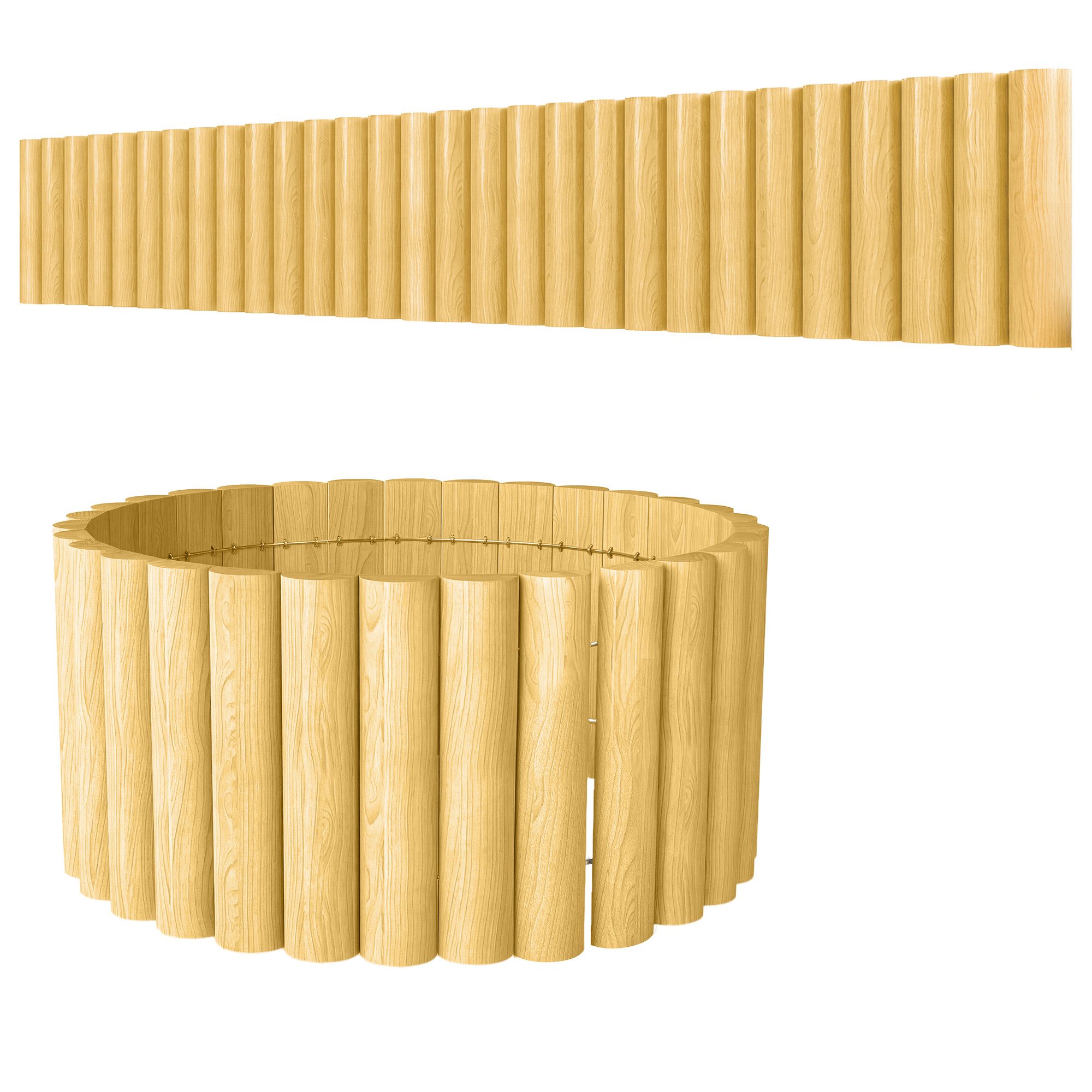 Outsunny Gartenzaun aus Holz, (Zaunelemente, 1-St., Landschaftszaun), für Garten Blumenbeete Tierbarriere Außenbereich Naturholz