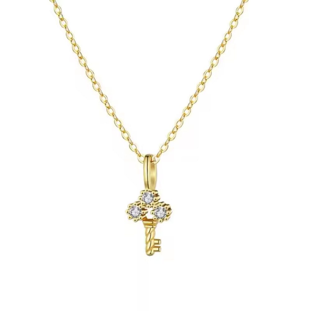 Kette mit Anhänger mini Schlüssel mit Zirkonia, 925 Sterling Silber
