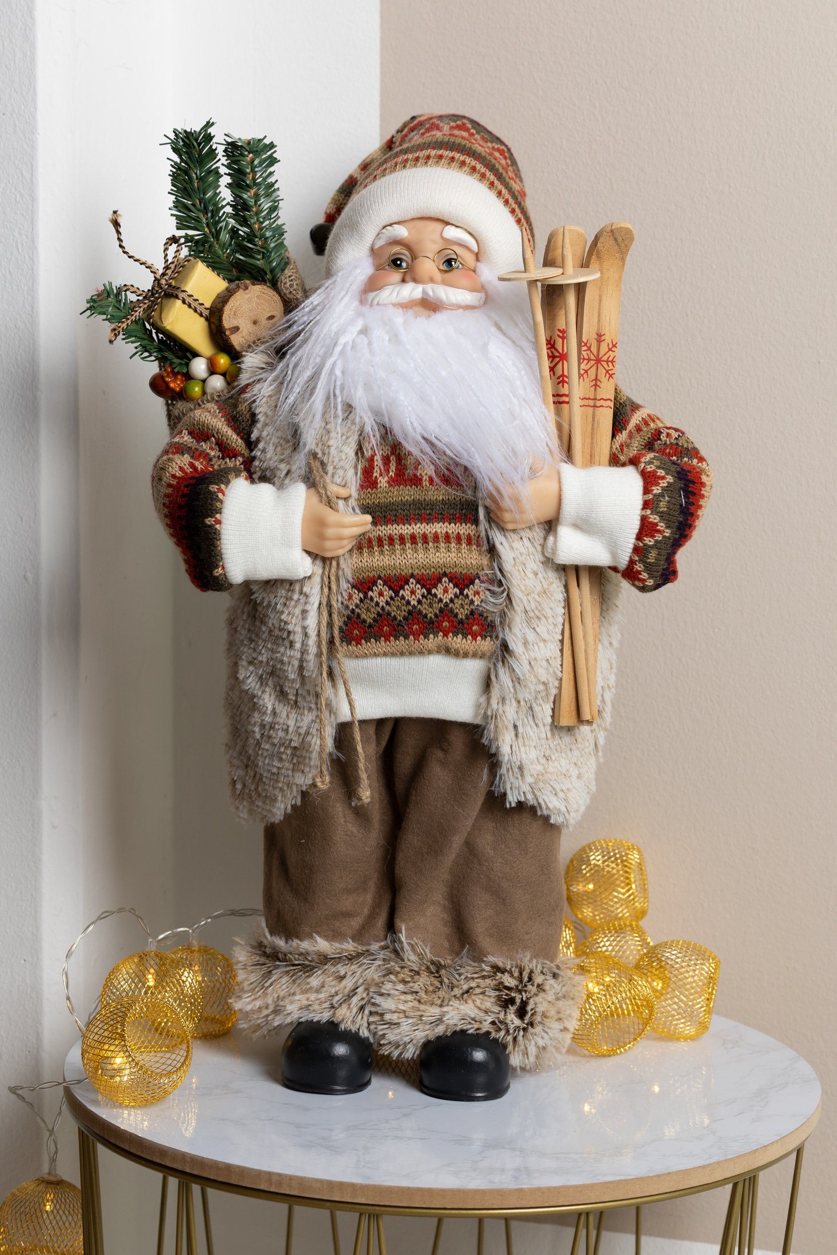 Weihnachtsdeko Wohnando Santa Gold, Dekorfigur goldener Claus Dekofigur Weihnachtsmann in