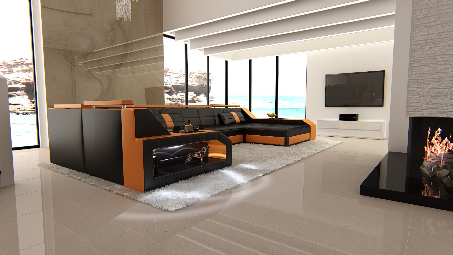 Sofa Dreams Wohnlandschaft Sofa Leder Ledercouch günstig online kaufen