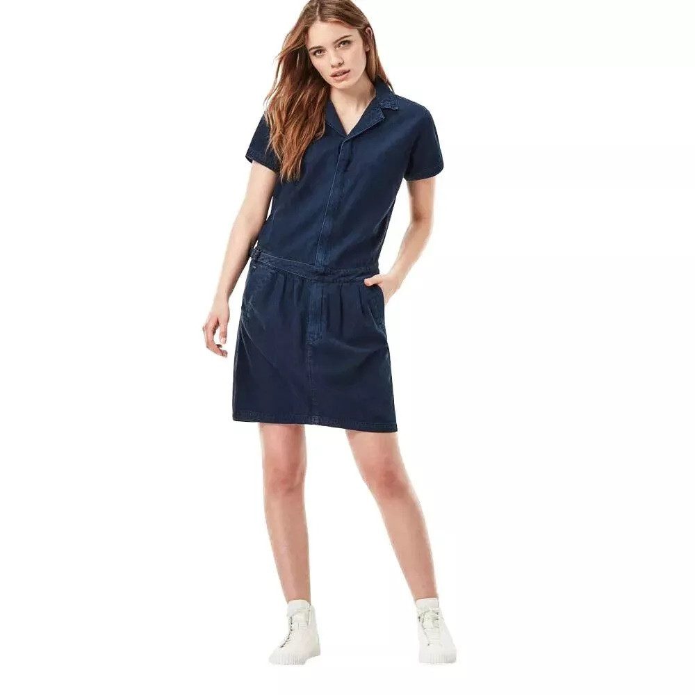 G-STAR Bodykleid Damen Denim Bronson Army Dress Sartho (1-tlg) Blue Womens V-Neck Kleid Размер : S
