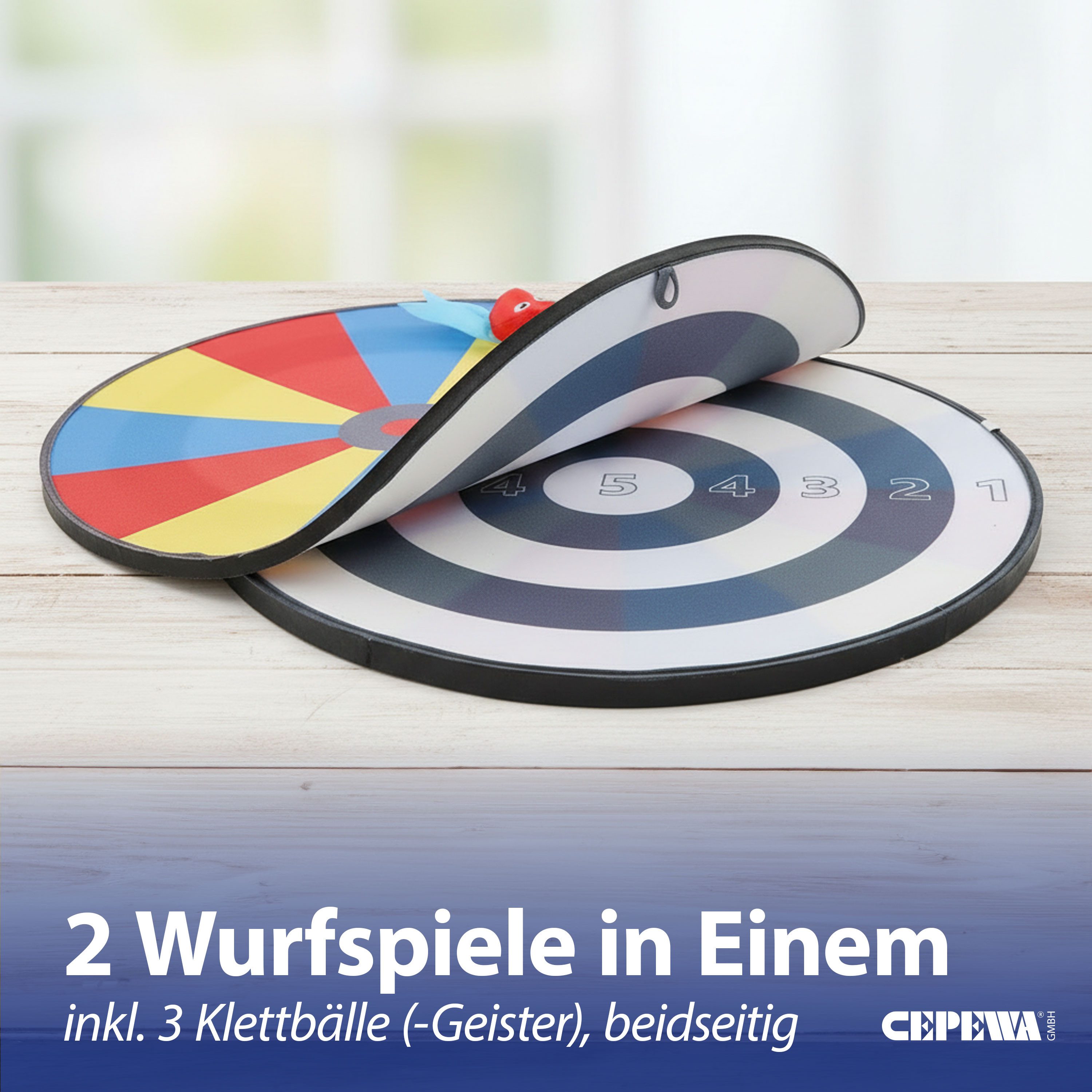 CEPEWA Spielzeug-Gartenset Wurfspiel Klettball Set Ø50cm Polyester PP Zielscheibe drei Bälle