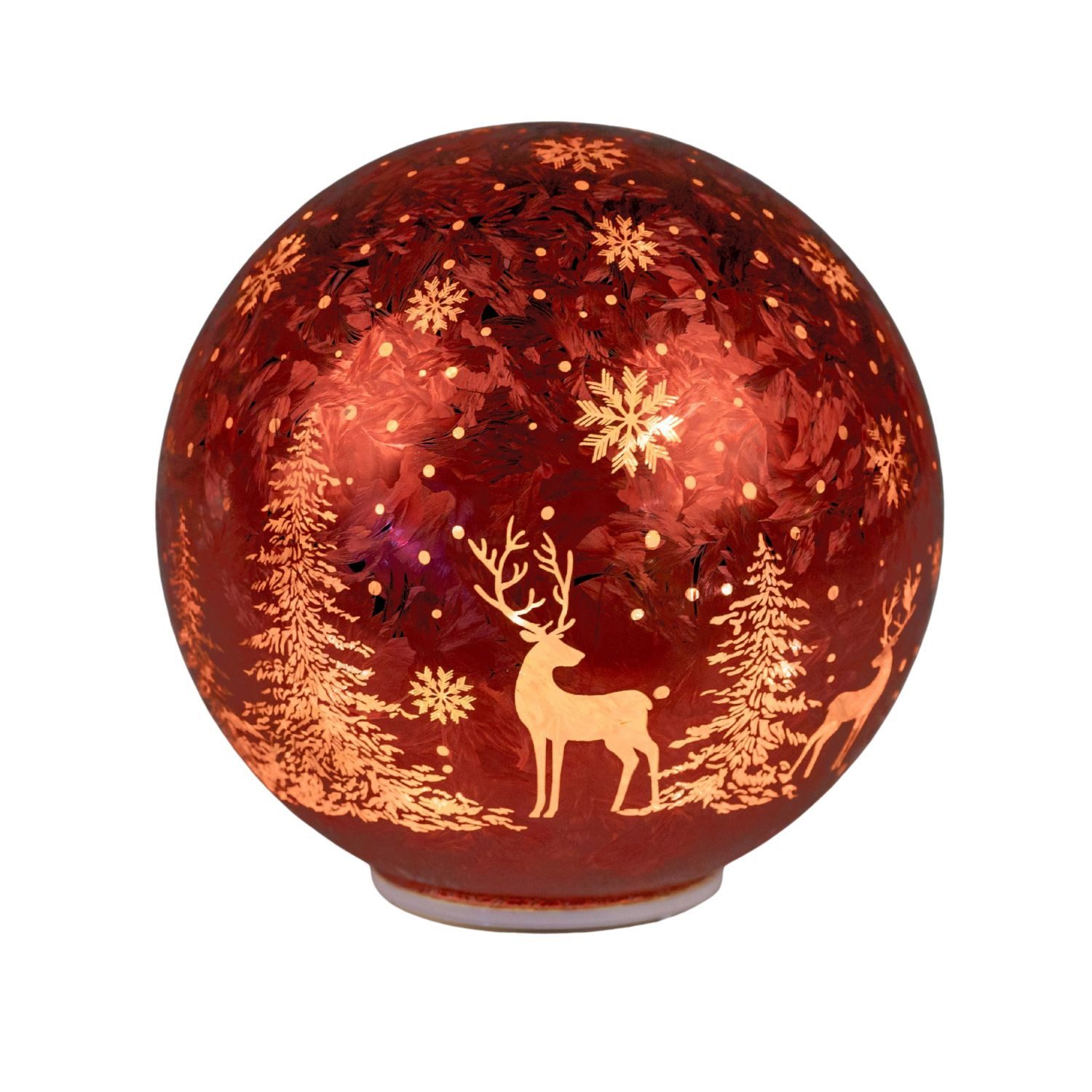formano LED Kugelleuchte Winterzeit, LED, Drehend, mit Timer, Rot, Winterwald, H: cm