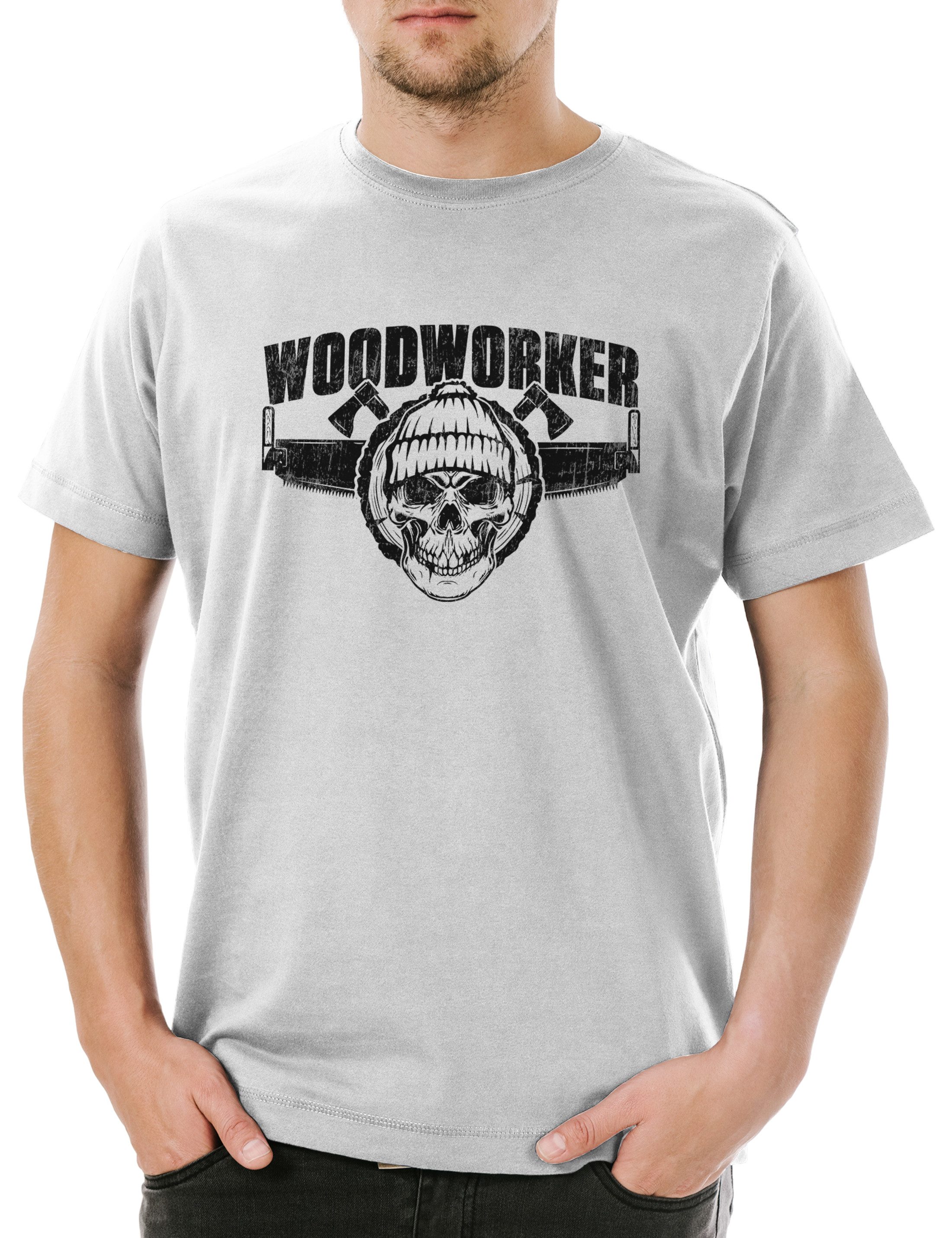 Print-Shirt Woodworker V Herren T-Shirt Holzfäller Axt Waldarbeiter Förster Logger